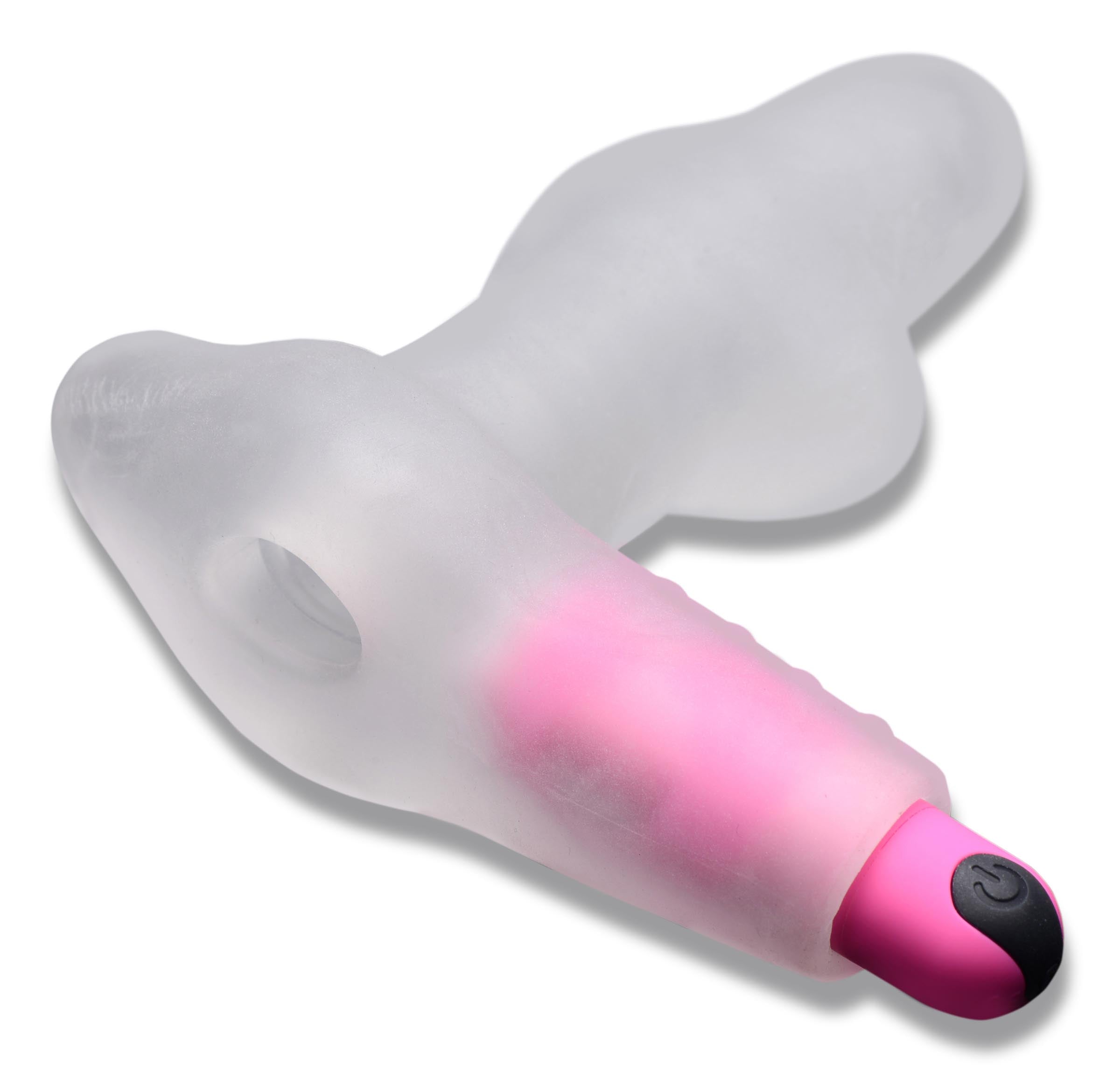 Detailed view of the 28x Filler Up Super Charged Vibrating Love Tunnel with its black handle