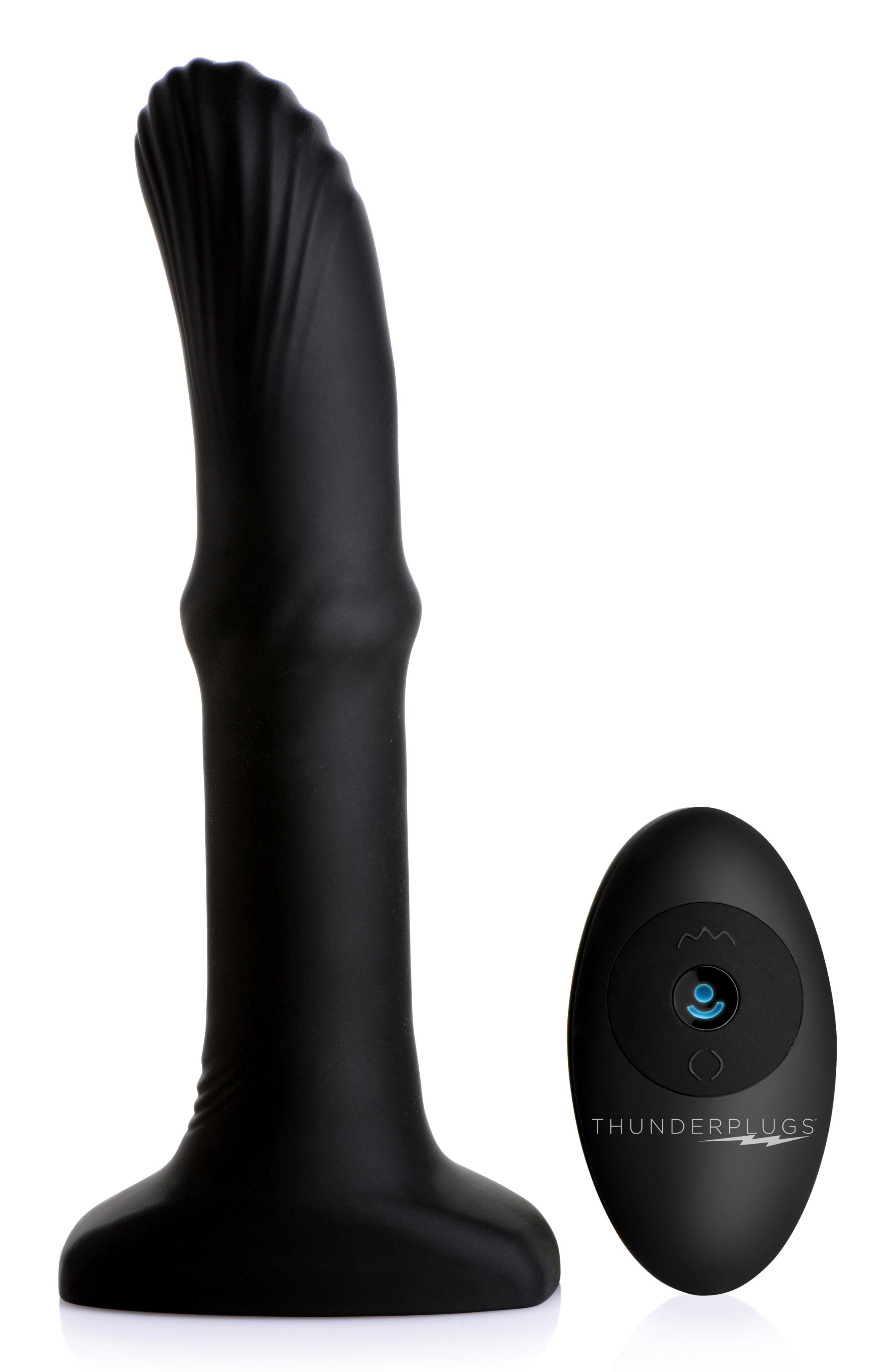 Silicone anal vibrating plug with sliding shaft and its remote control