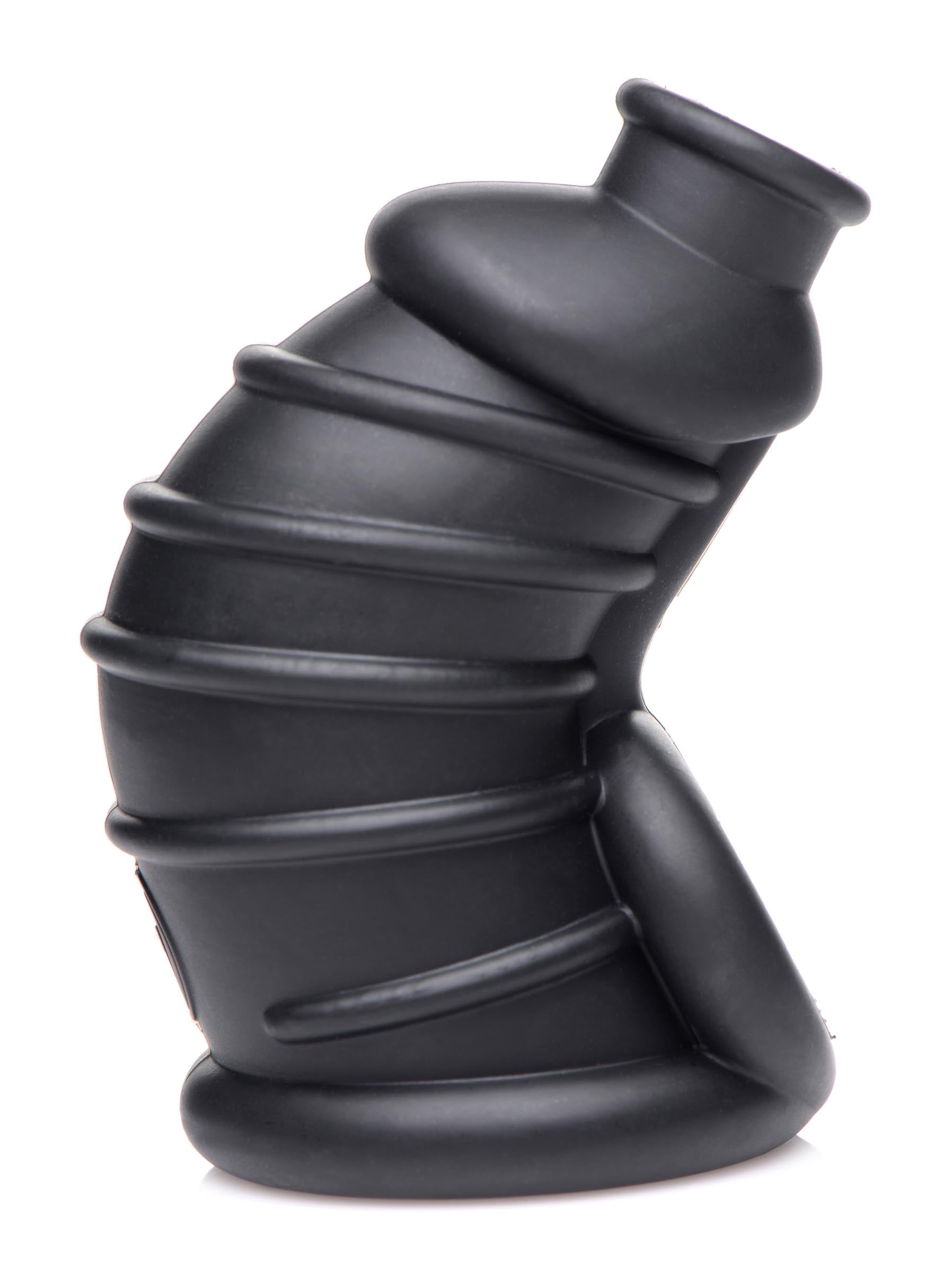 Curved silicone chastity cage for constraint and comfort