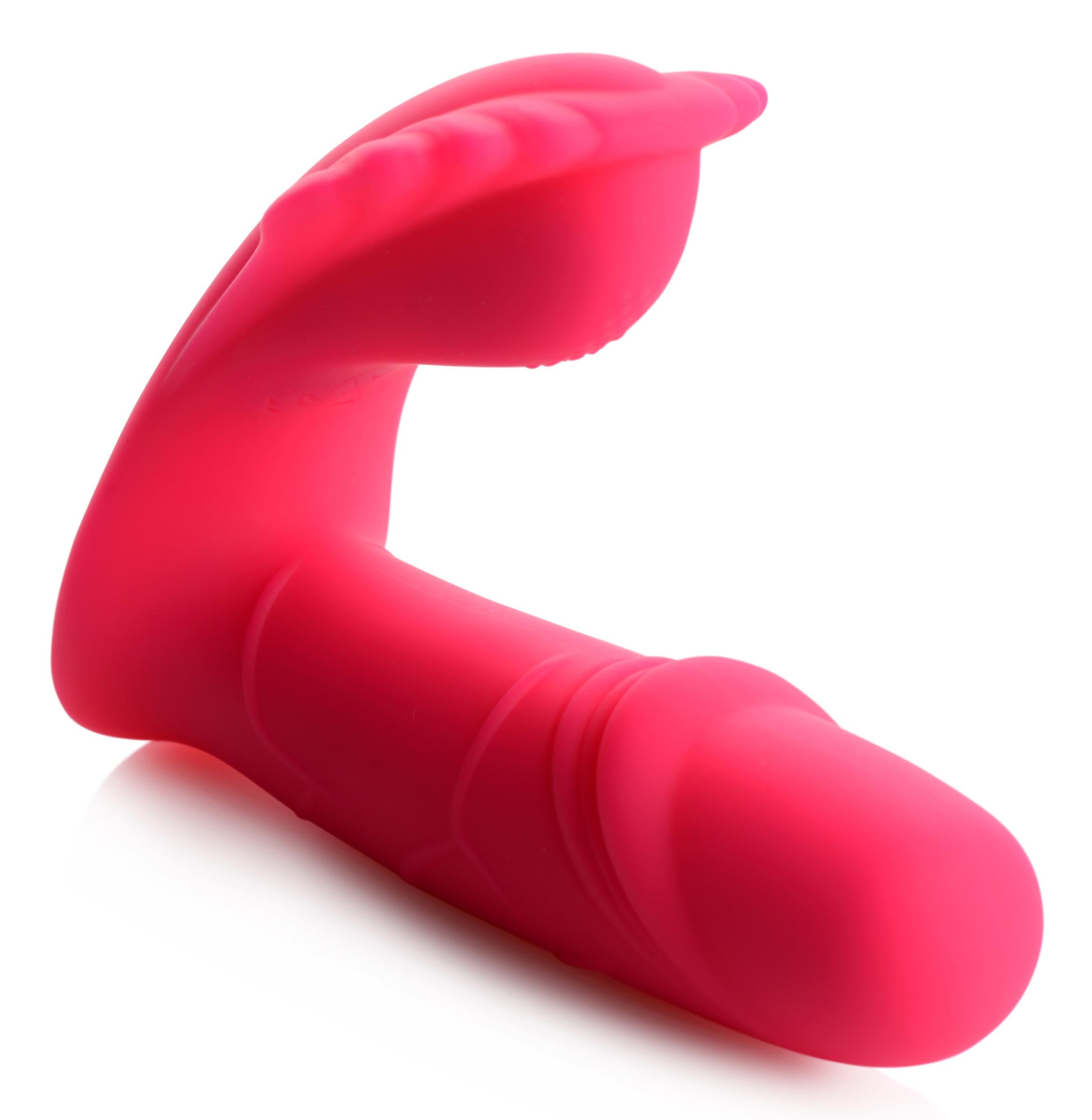 Close-up of the Panty Thumper 7x Thumping Vibrator on white surface