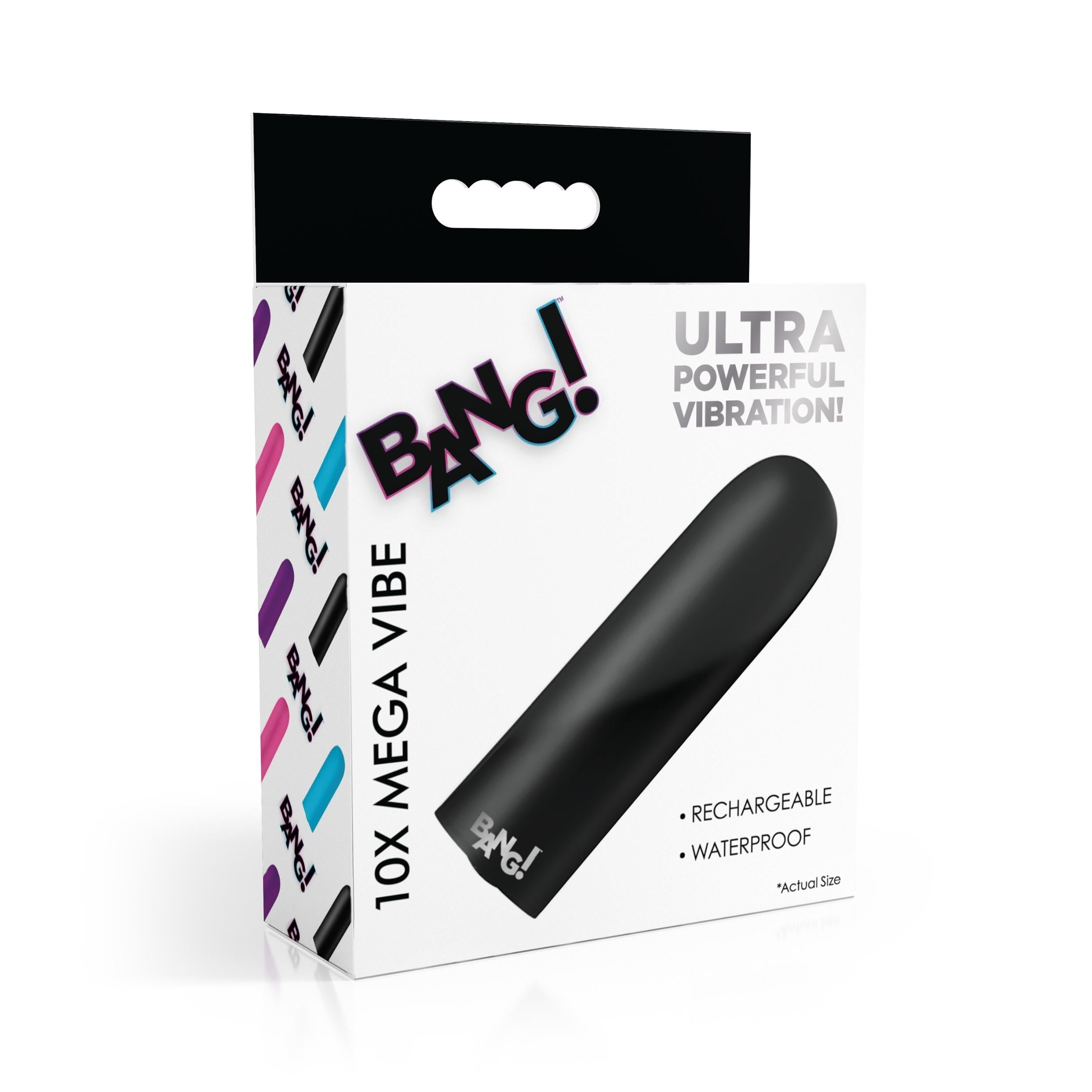 Sleek black 10x Mega Silicone Vibrator with a modern design