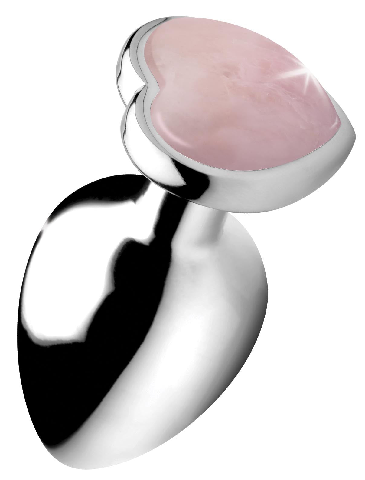 Pink rose quartz gemstone on a heart-shaped anal plug