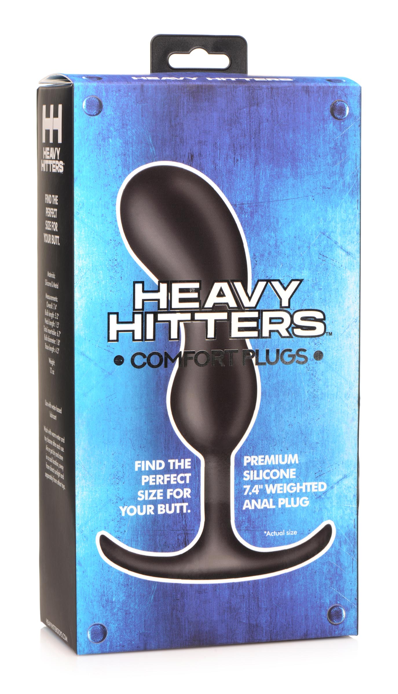 Premium silicone weighted prostate plug in its original packaging