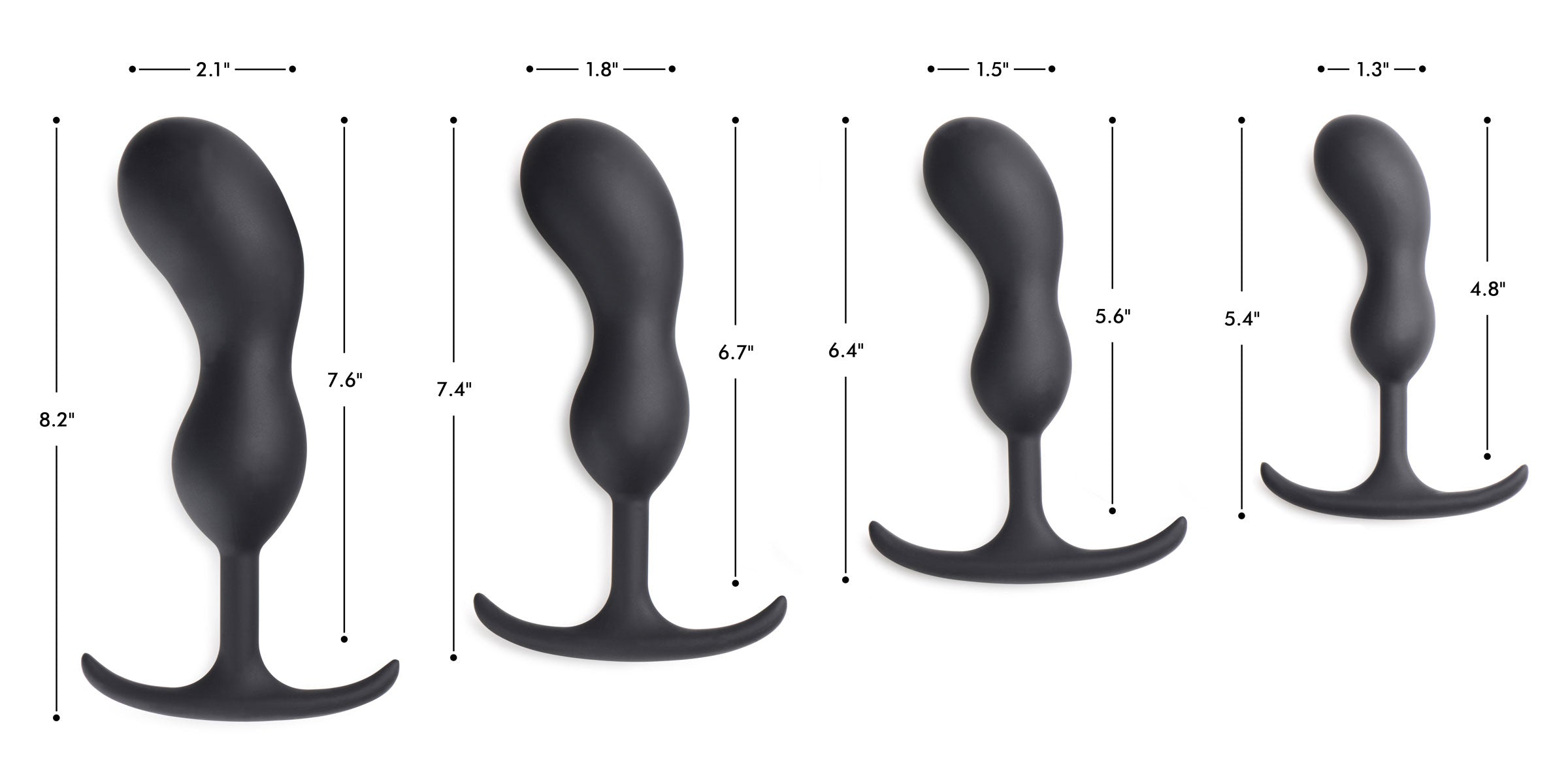 Size chart for premium silicone weighted prostate plugs