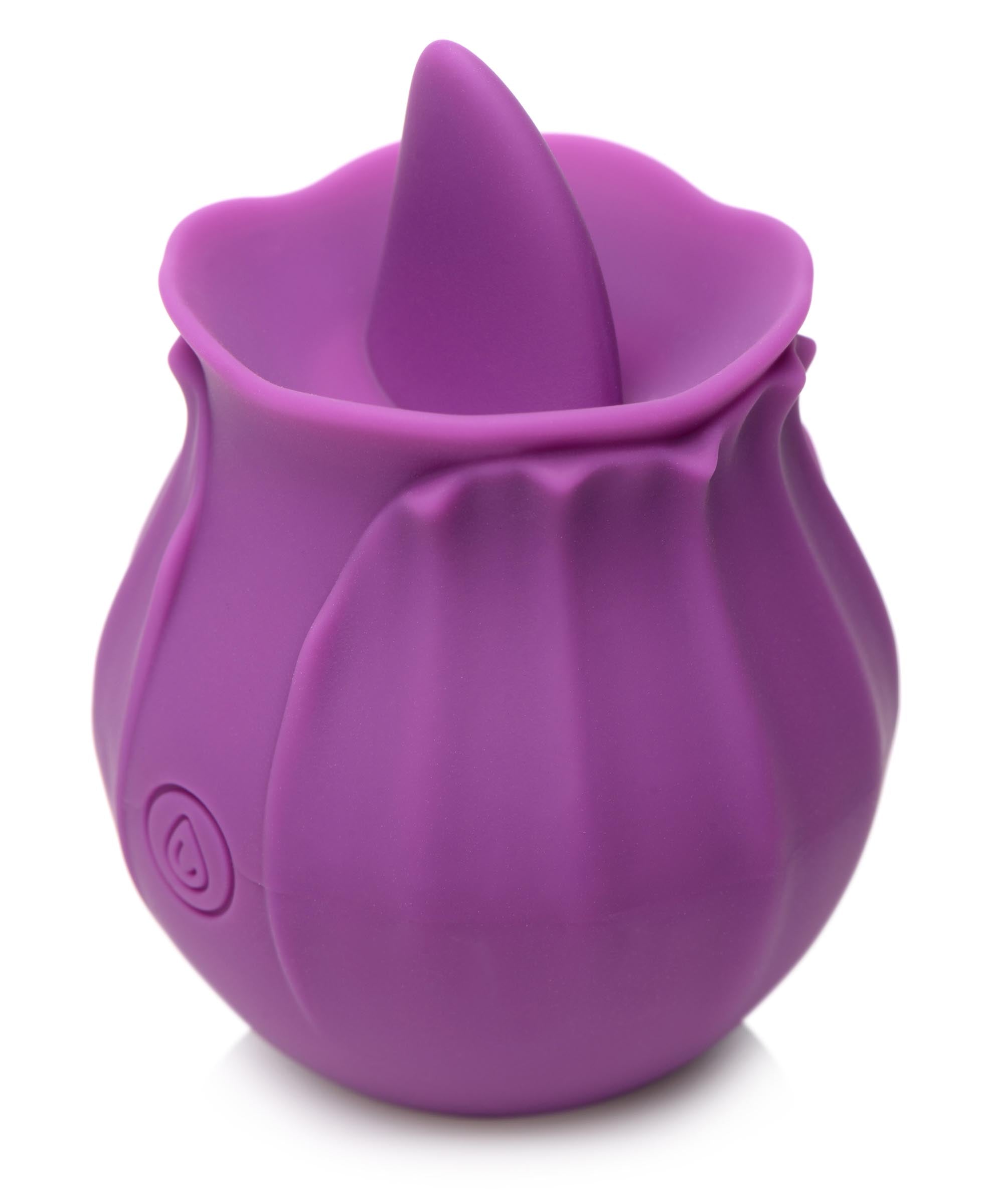 Protective lid for purple flower-shaped clit licking stimulator