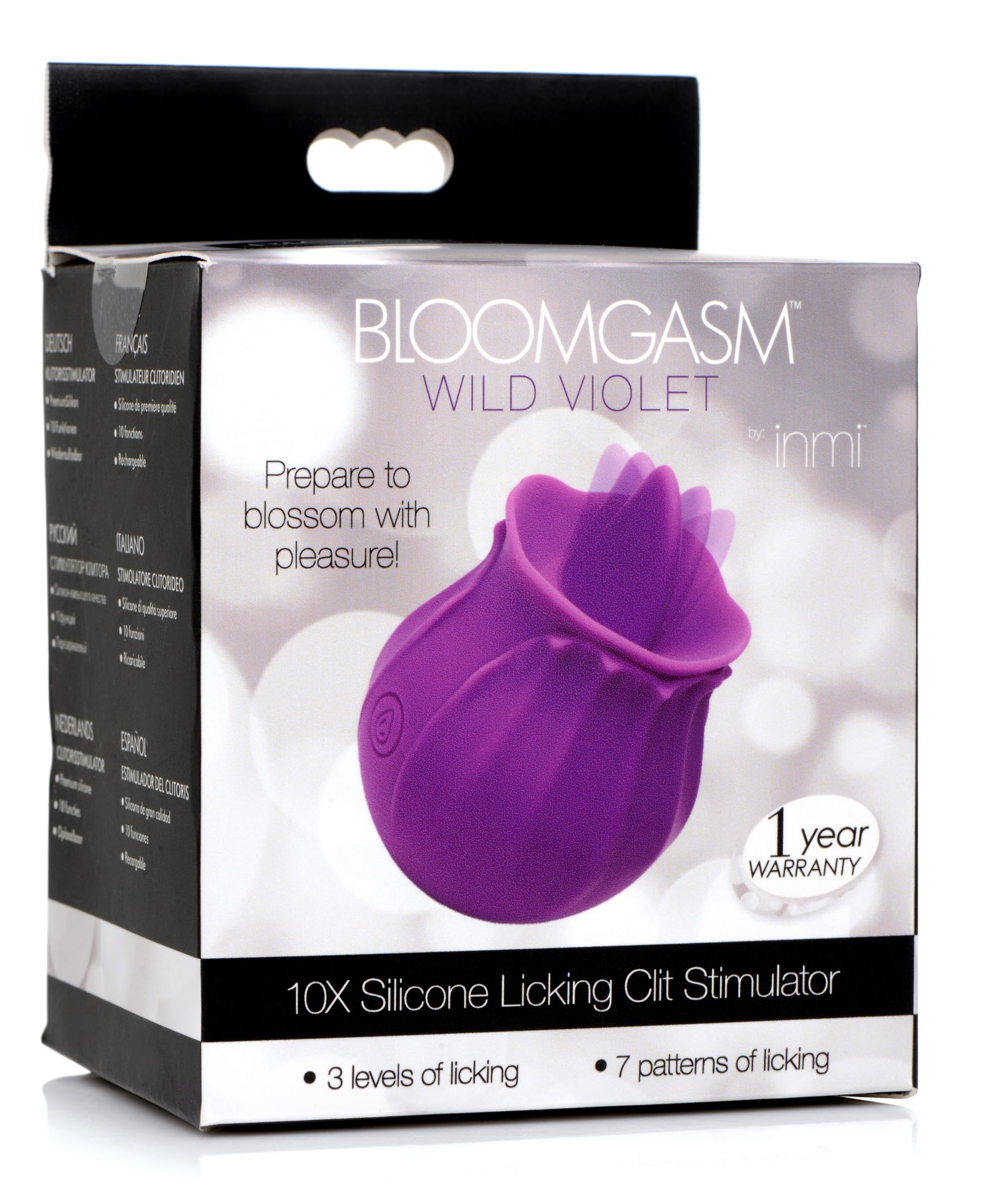 Bloomgasm Wild Violet 10x clit stimulator in its original packaging