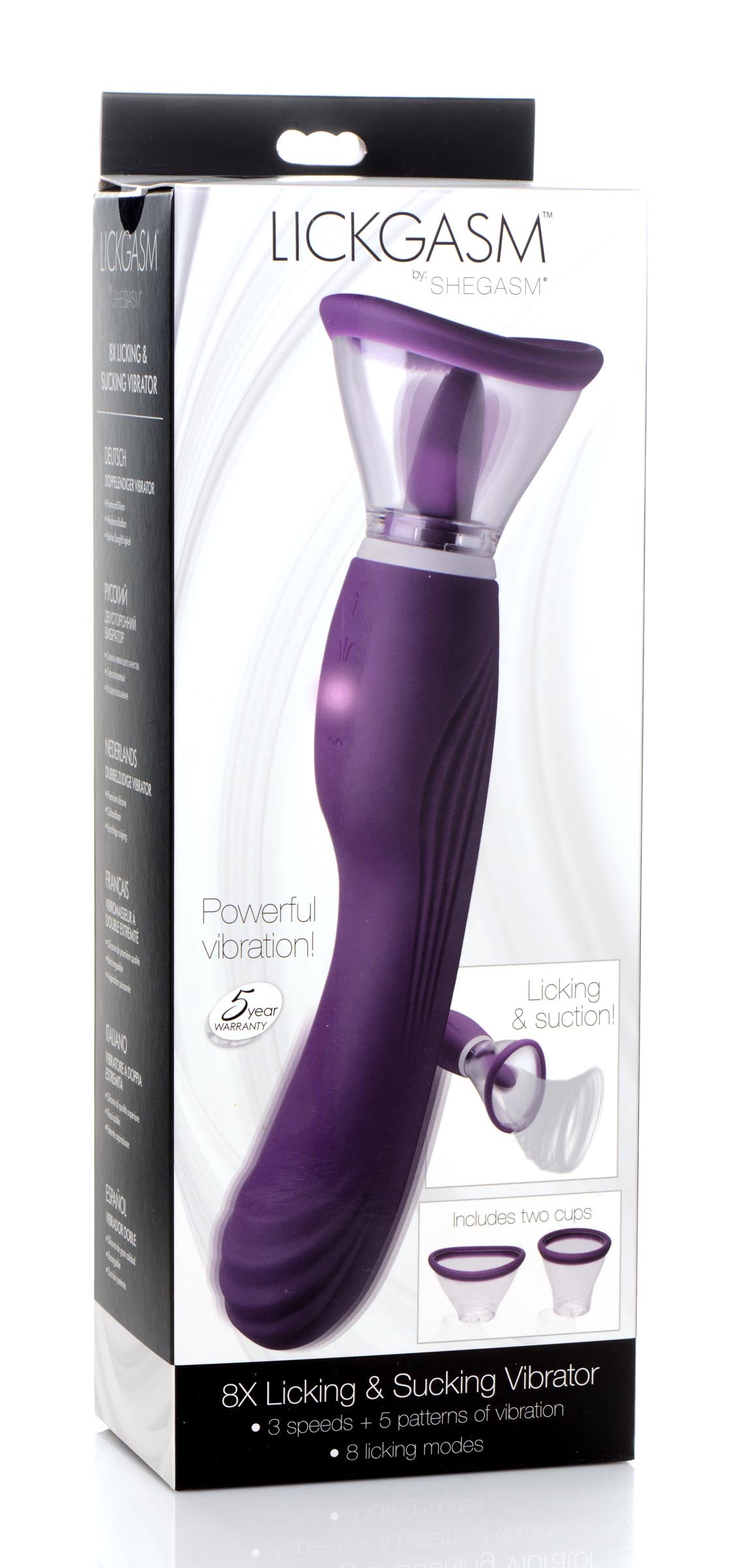 The Lickgasm 8x, a purple vibrator with wand-like design for pleasure