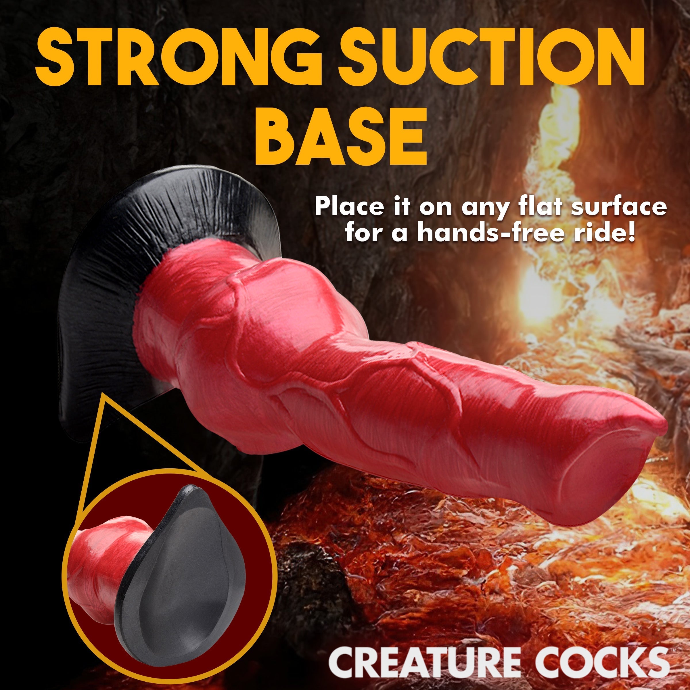 Image displaying the sturdy suction cup at the base of the Hell-hound Canine Penis Silicone Dildo