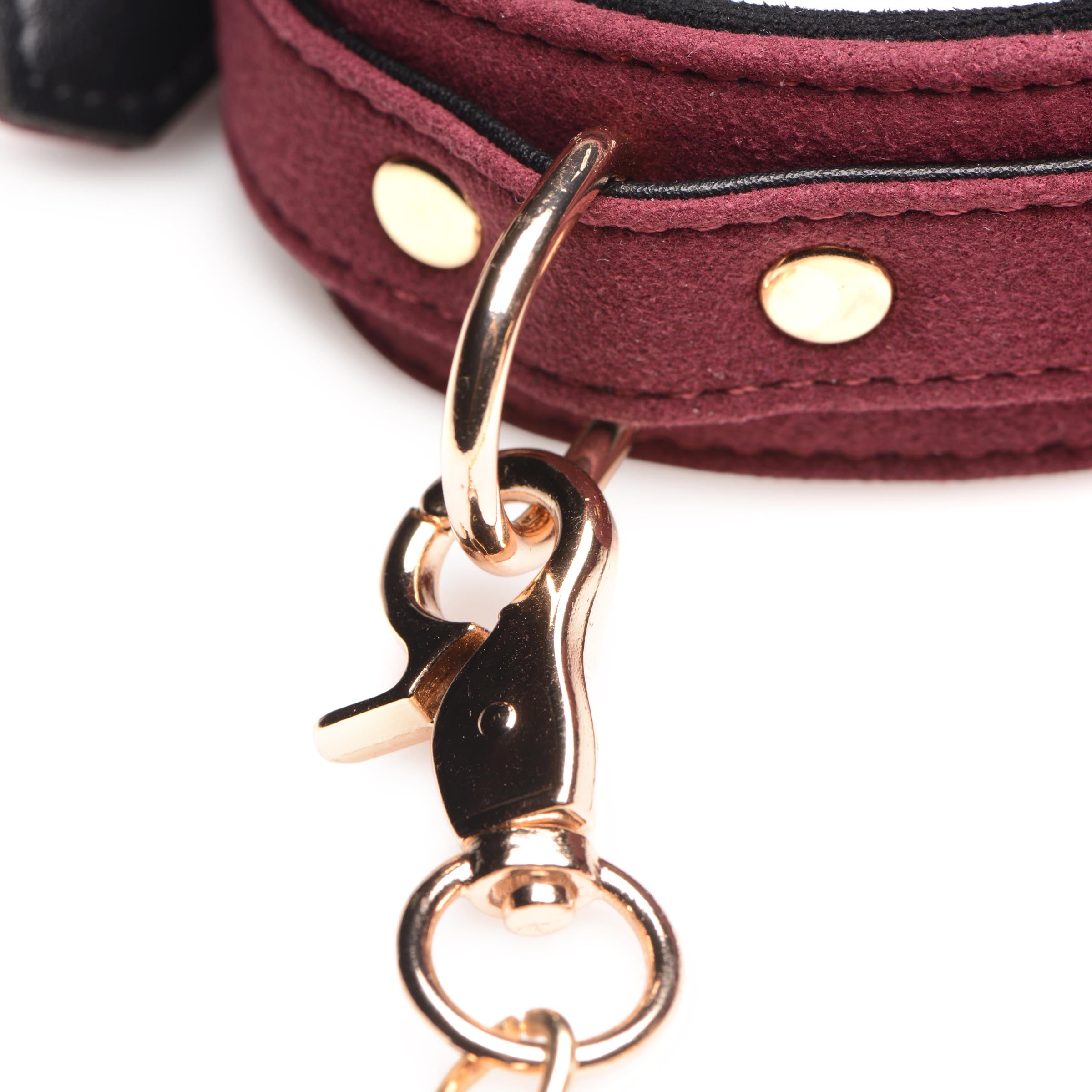 Velvet choker in burgundy with gold-tone hardware accents