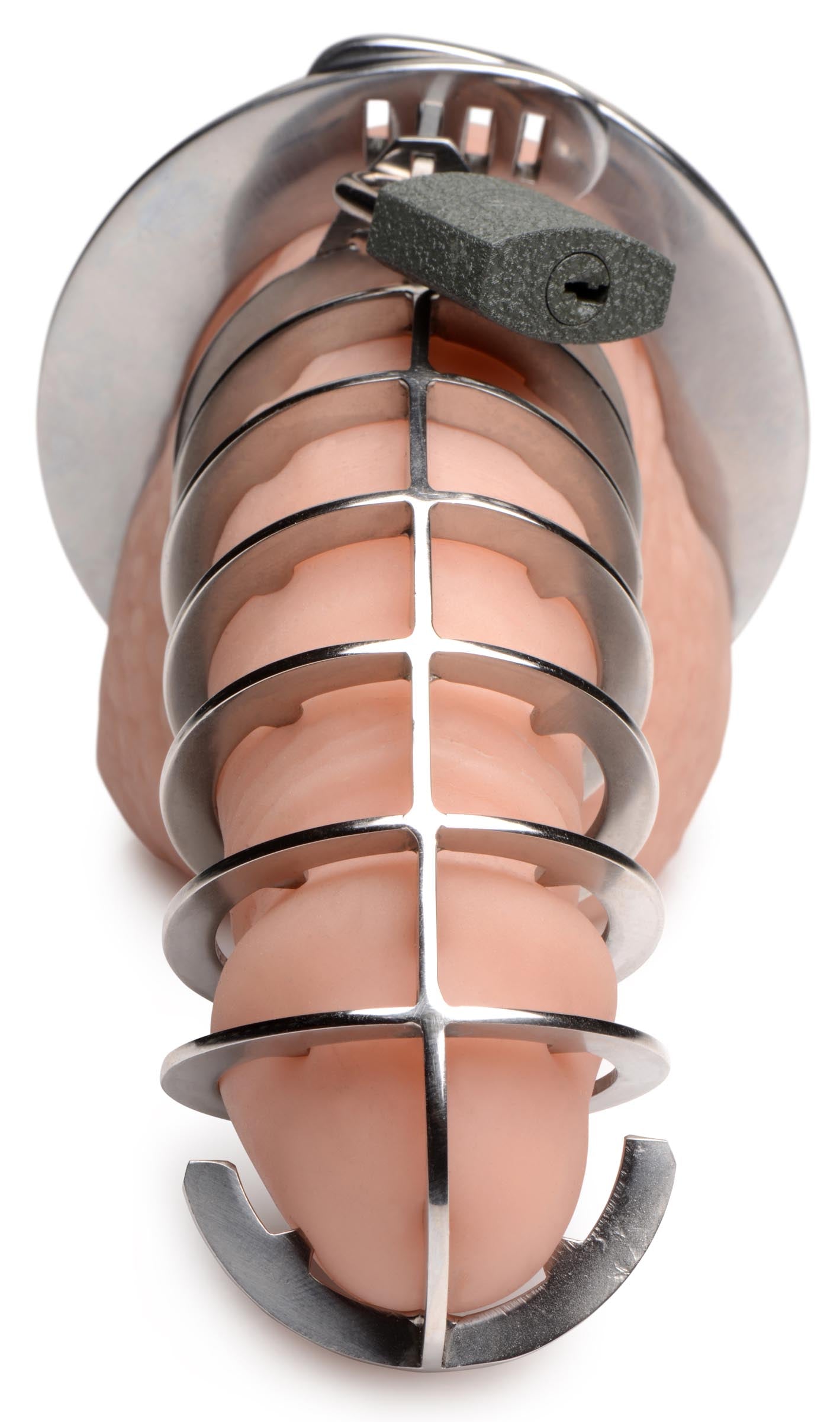 Stainless steel chastity cage with security spikes