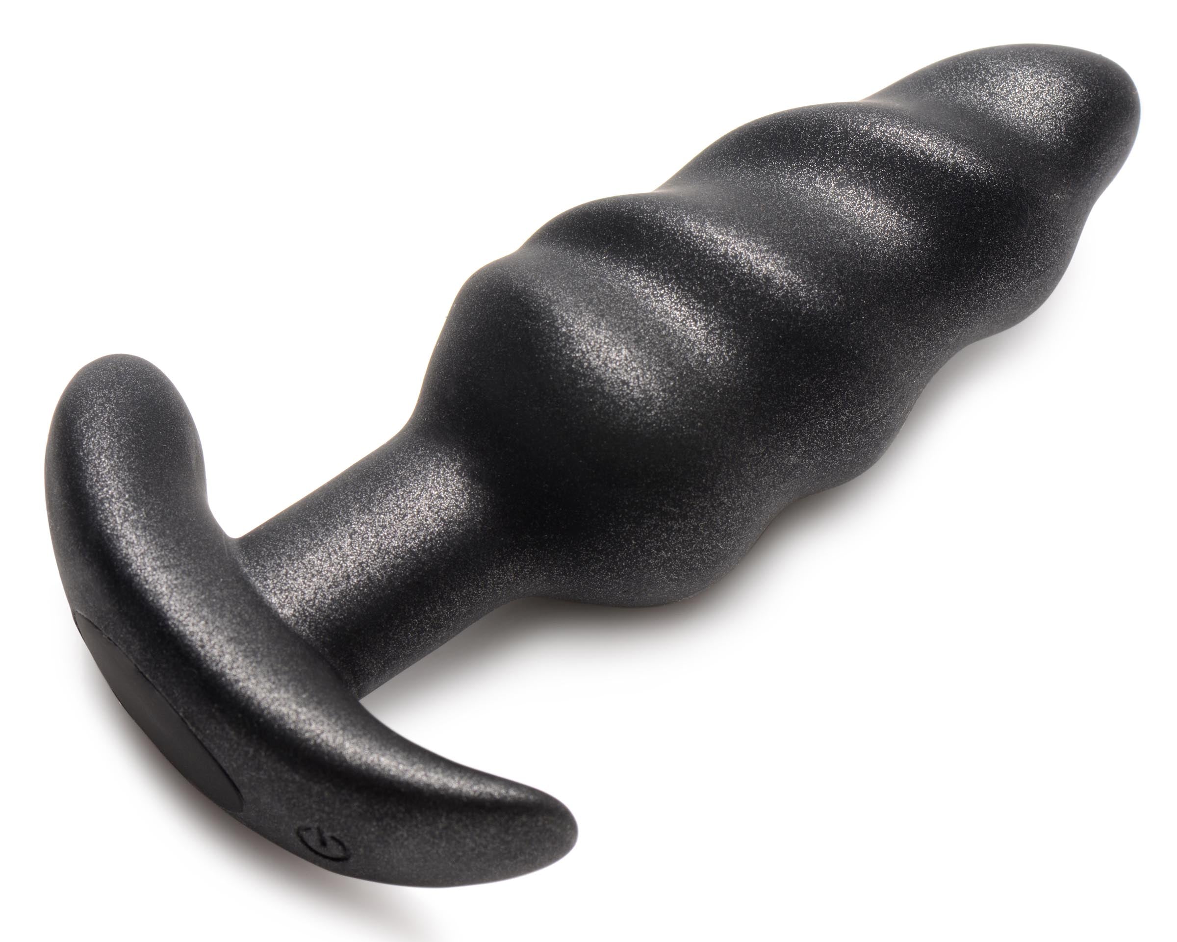 The 25x Vibrating Silicone Swirl Plug with a curved design for ergonomic use