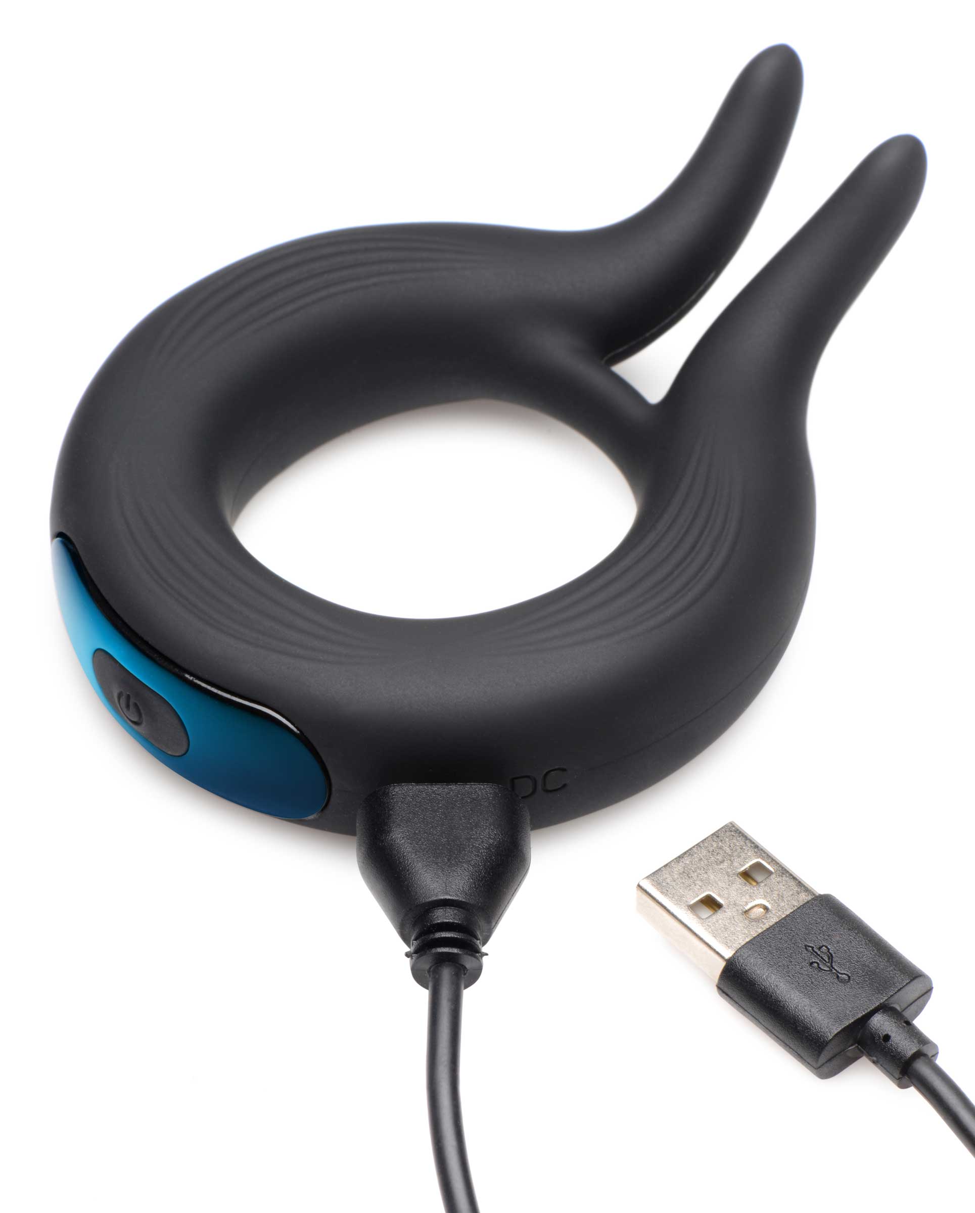 USB charging cable for a silicone dual stimulation cock ring