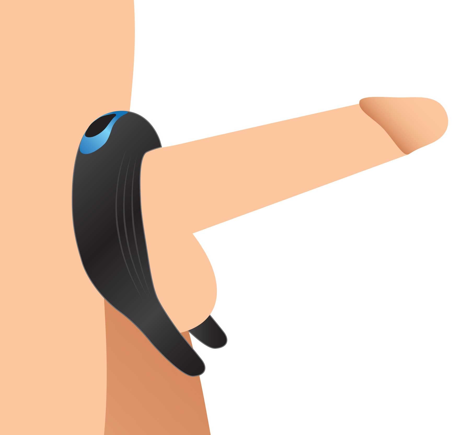 Black silicone cock ring designed for dual stimulation