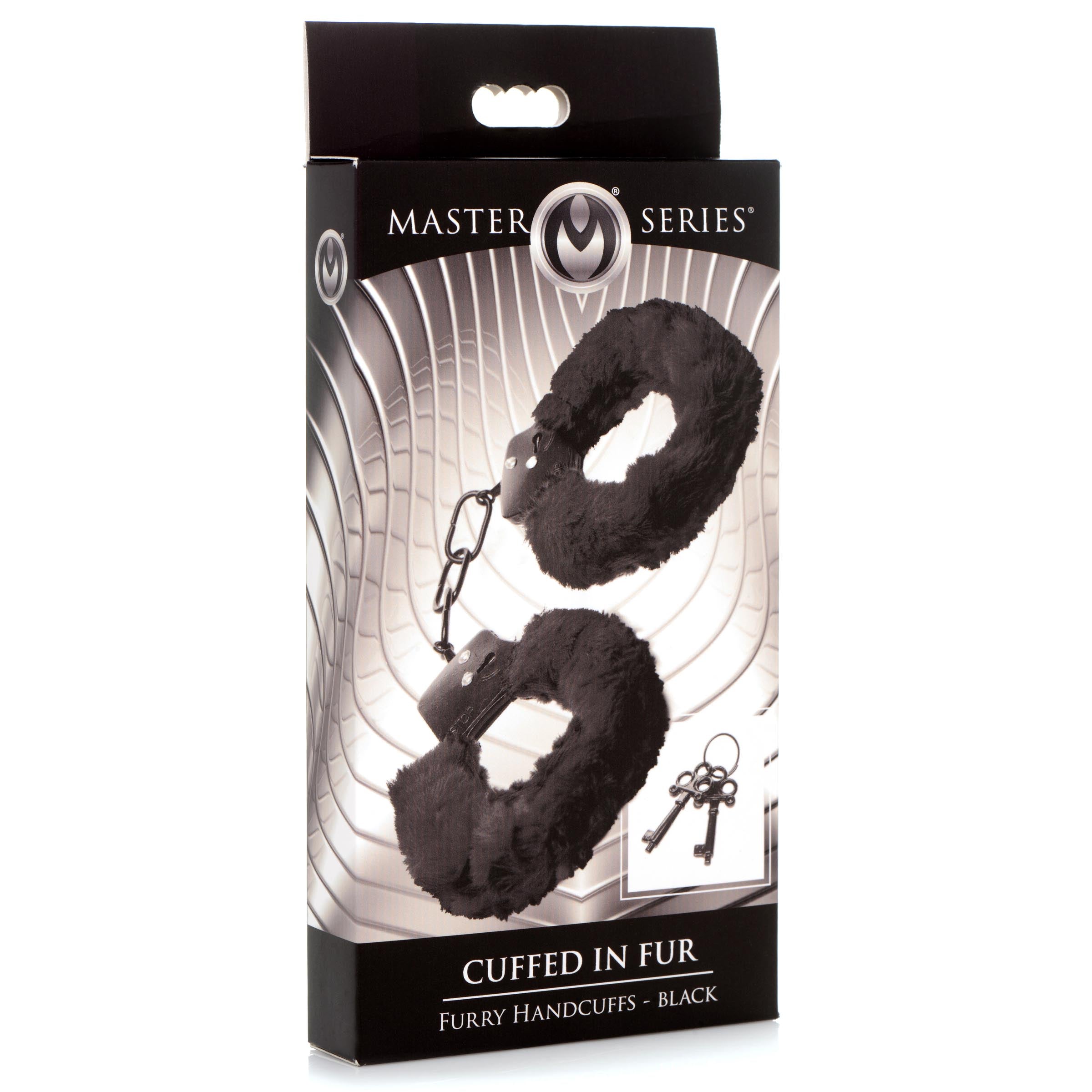 Black rubber handcuffs from the Master Series collection