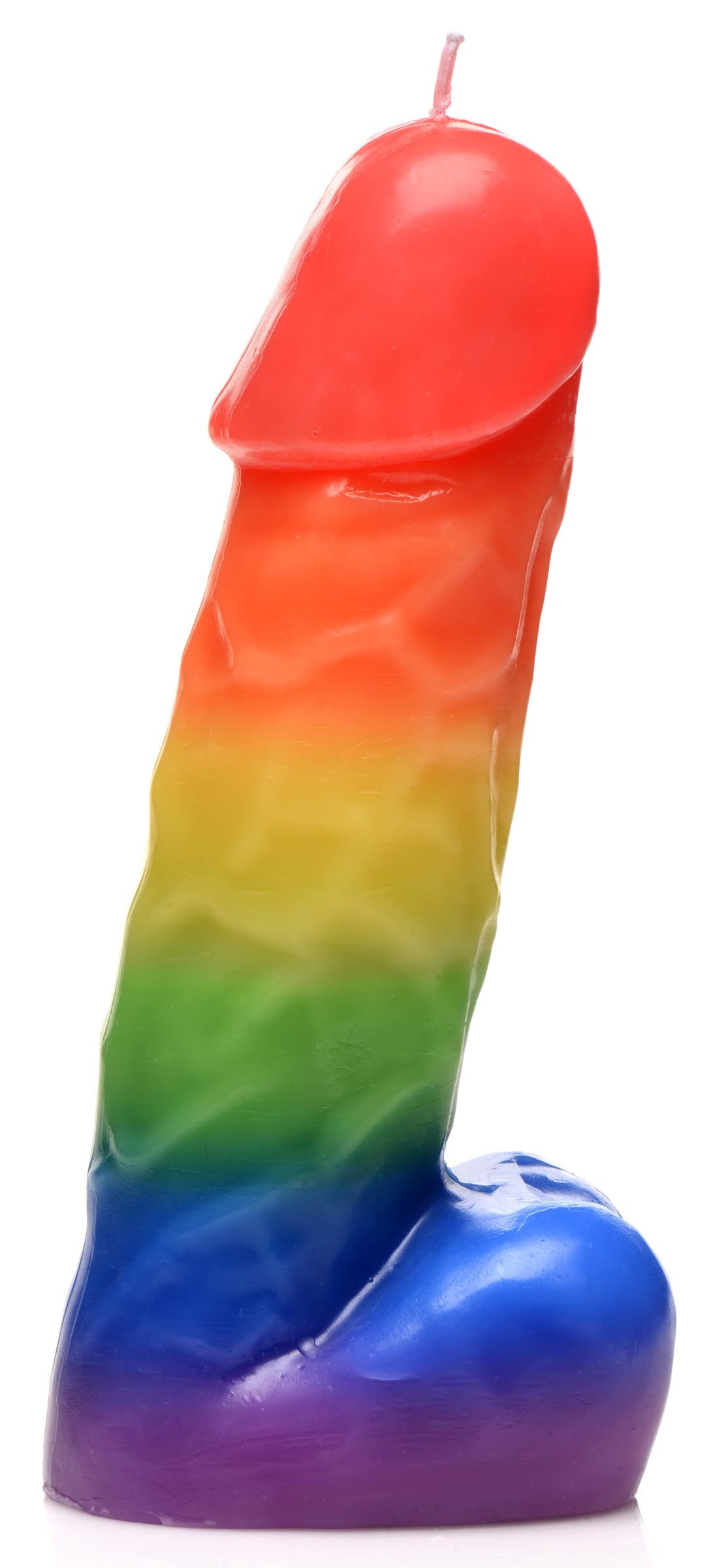 Pride Pecker Dick Drip Candle with rainbow colors displayed