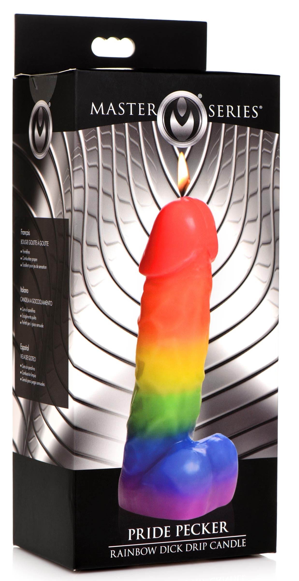 Master Series Pride Pecker Dick Drip Candle packaging