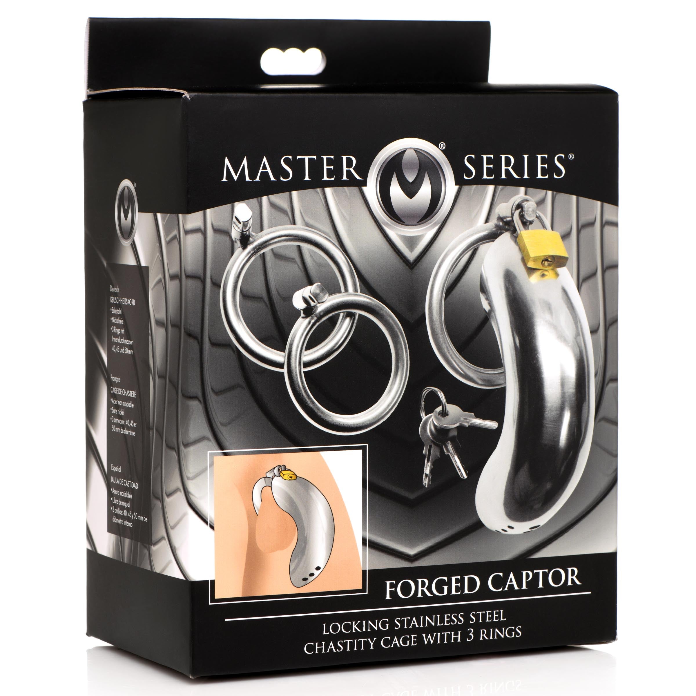 Master Series branded stainless steel chastity device