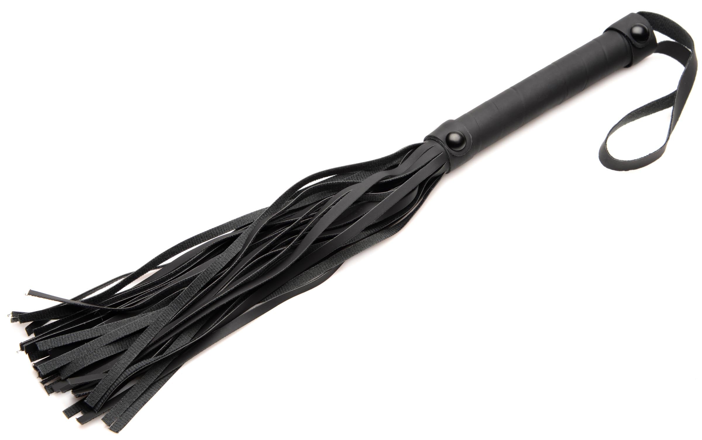 Bondage whip with black handle for BDSM play