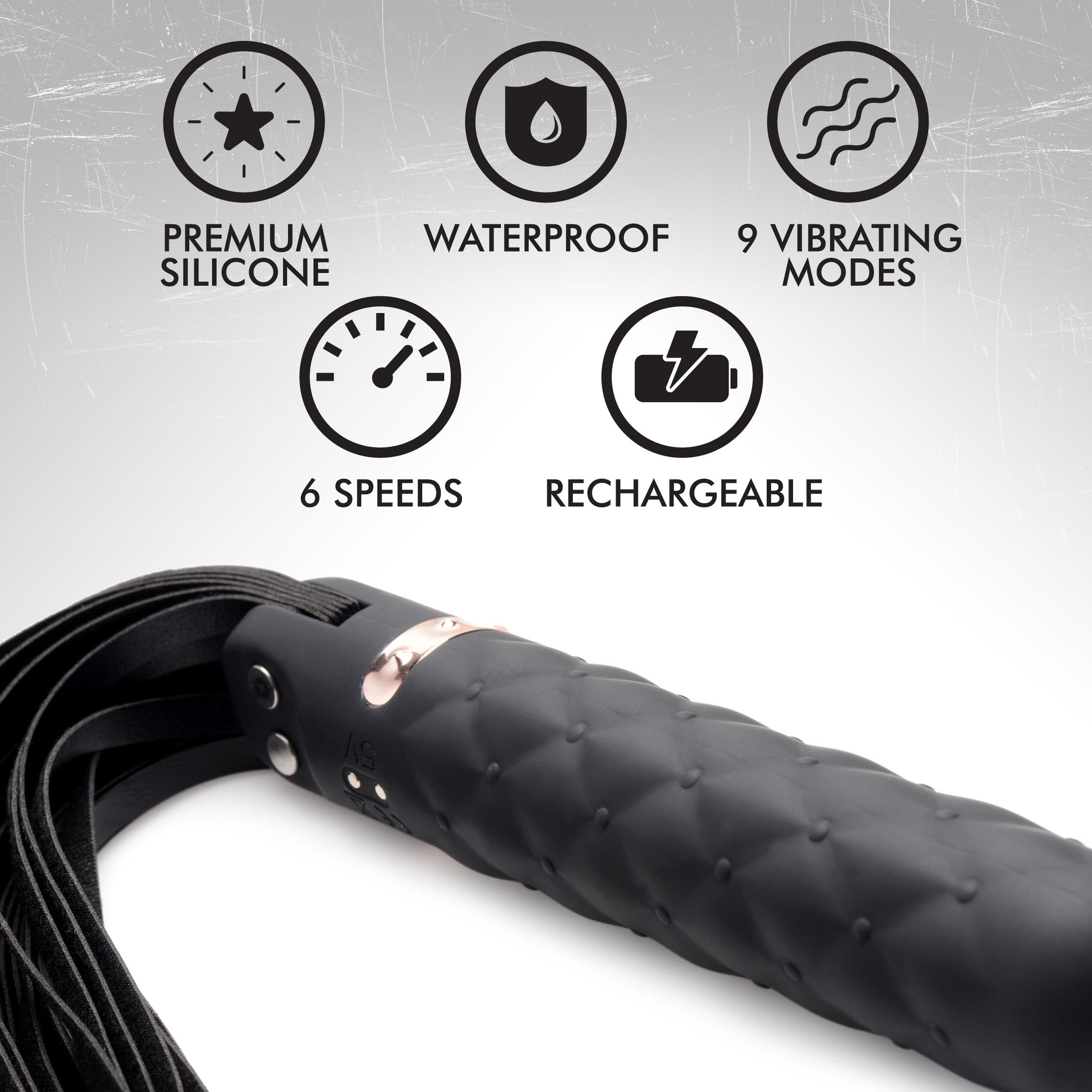 The versatile design of the 9x Vibrating Silicone Dildo Flogger for various uses