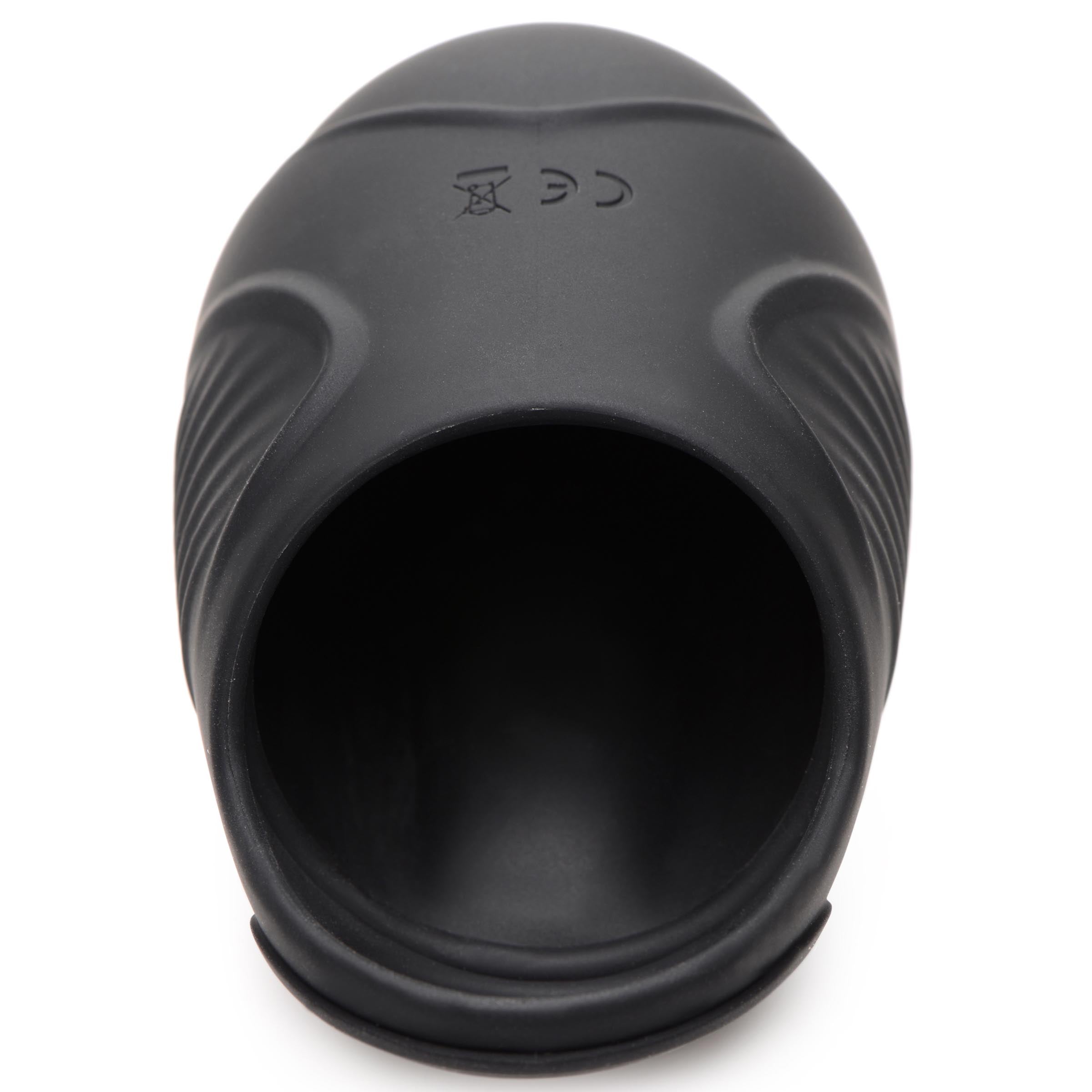 Silicone ball sack with vibration feature and embossed logo