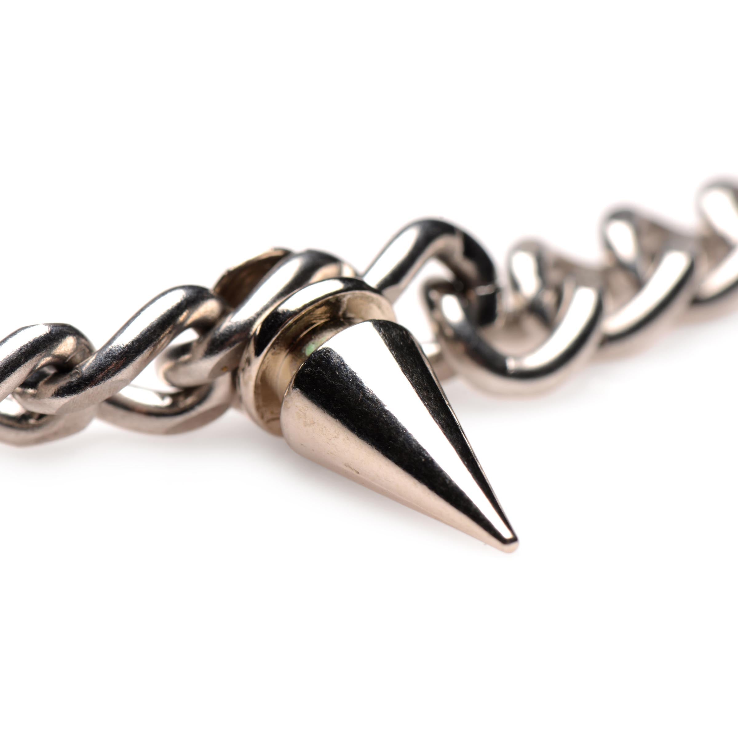 Close-up of a Spiked Punk Necklace with silver spikes