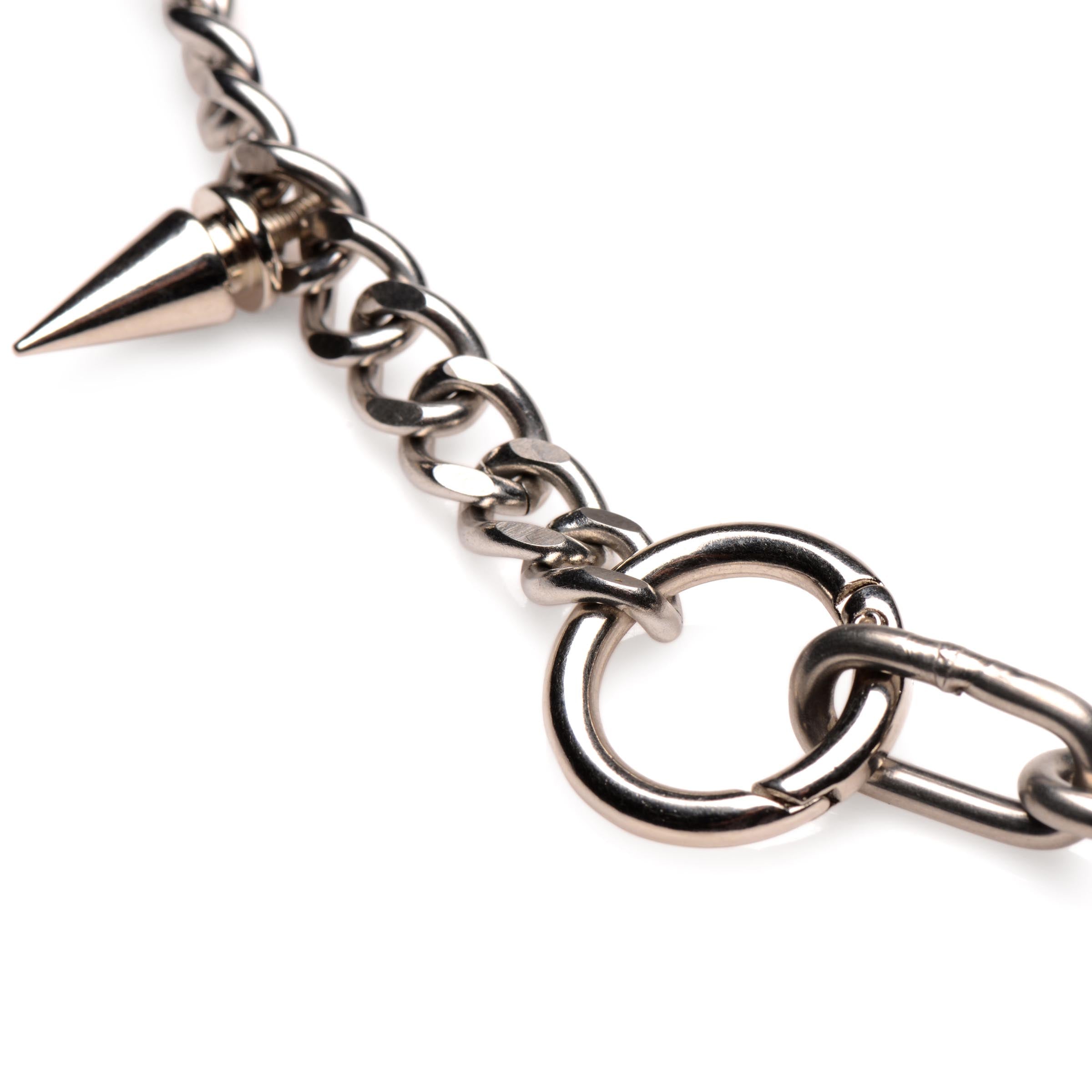 Single silver spike pendant on the Spiked Punk Necklace