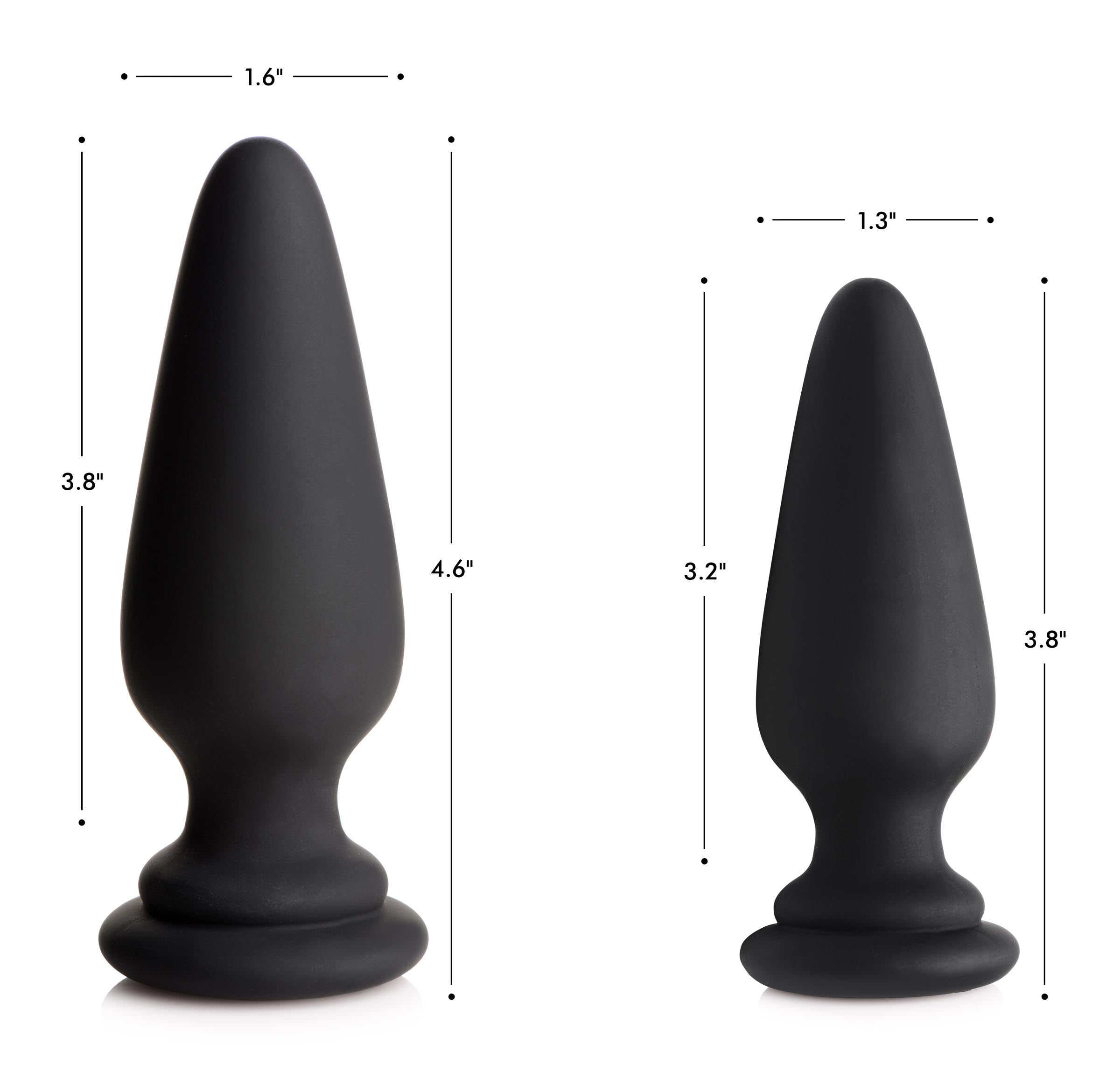 Size comparison of a small black anal plug and a fox tail attachment