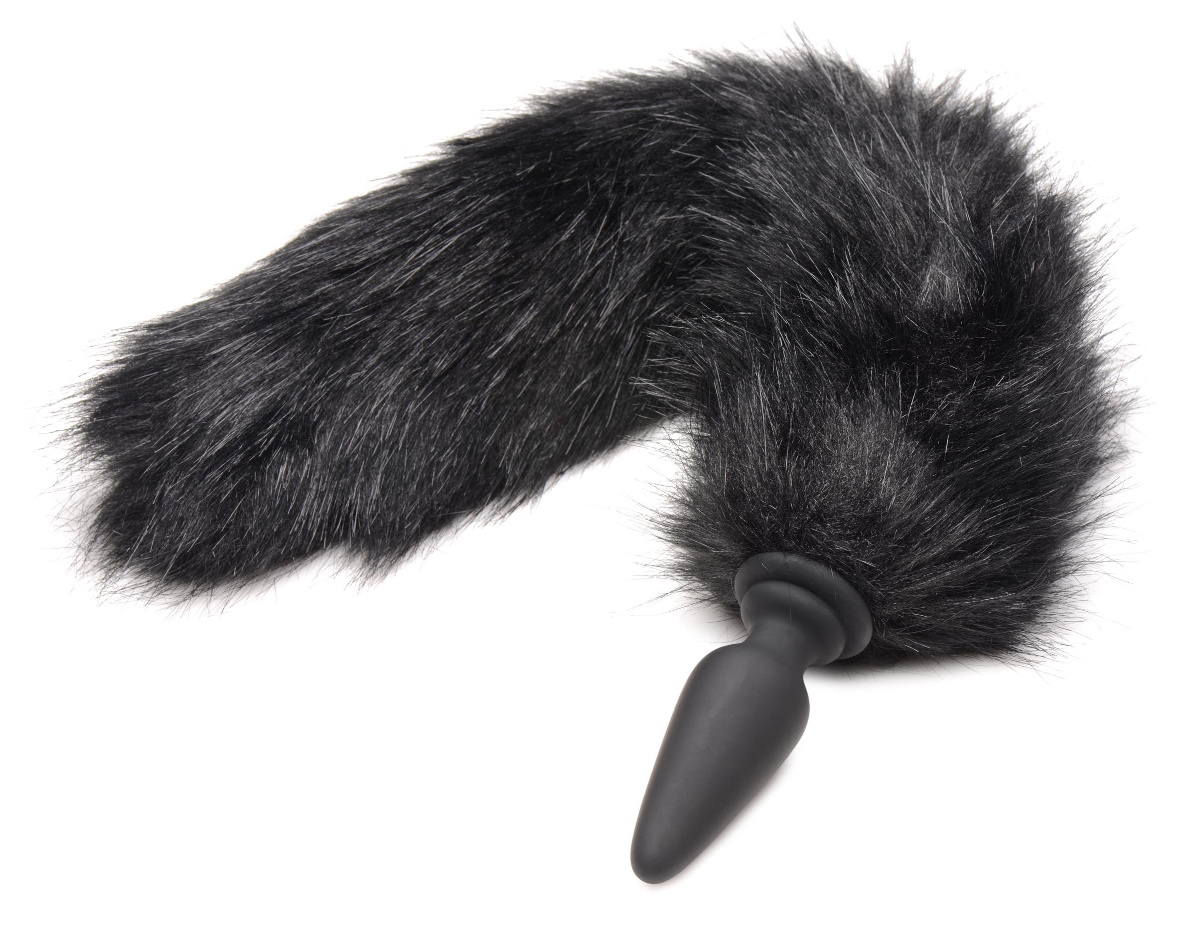 Detail of the fox tail attached to the black anal plug