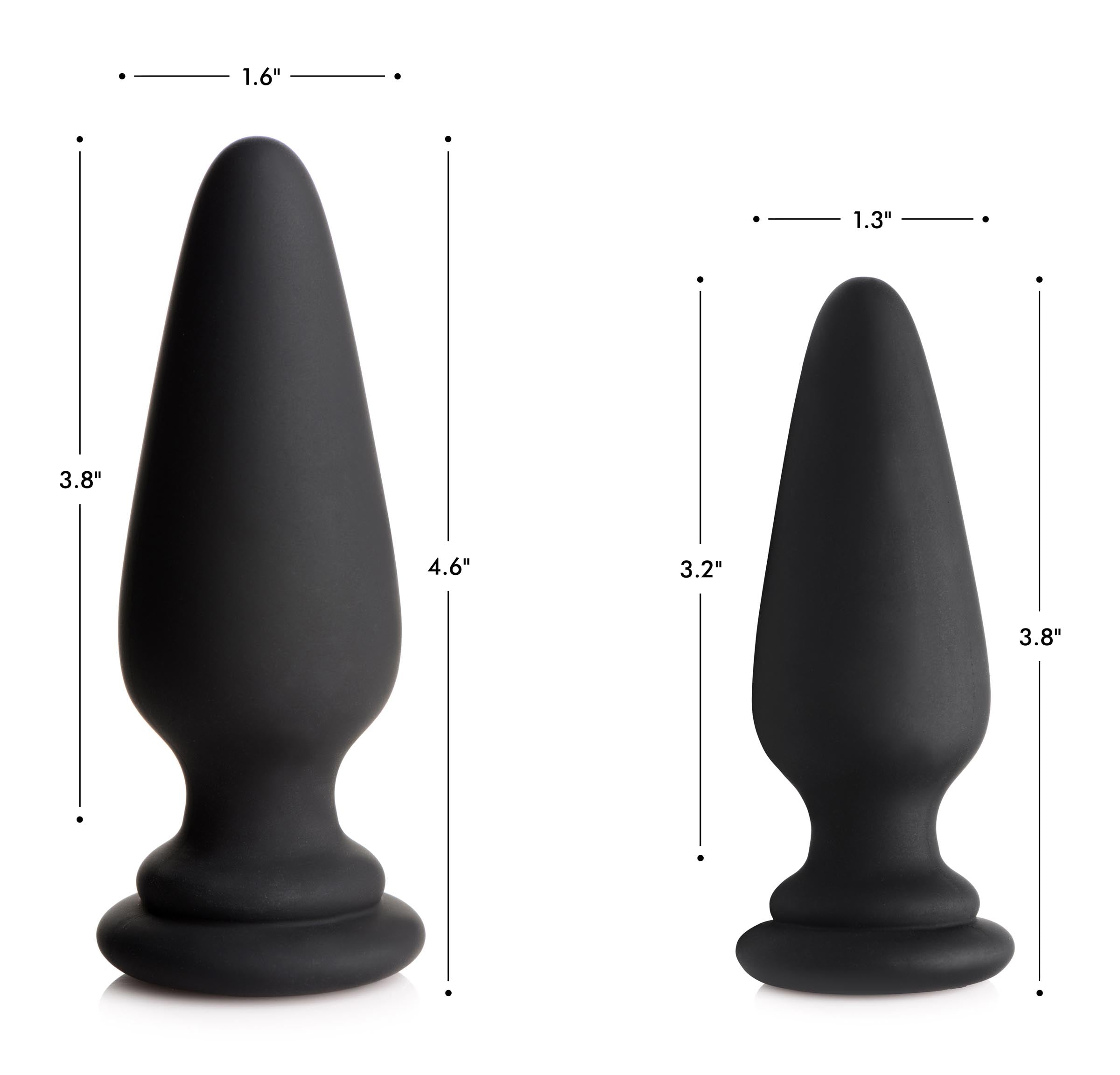 Size comparison chart for the large anal plug with fox tail