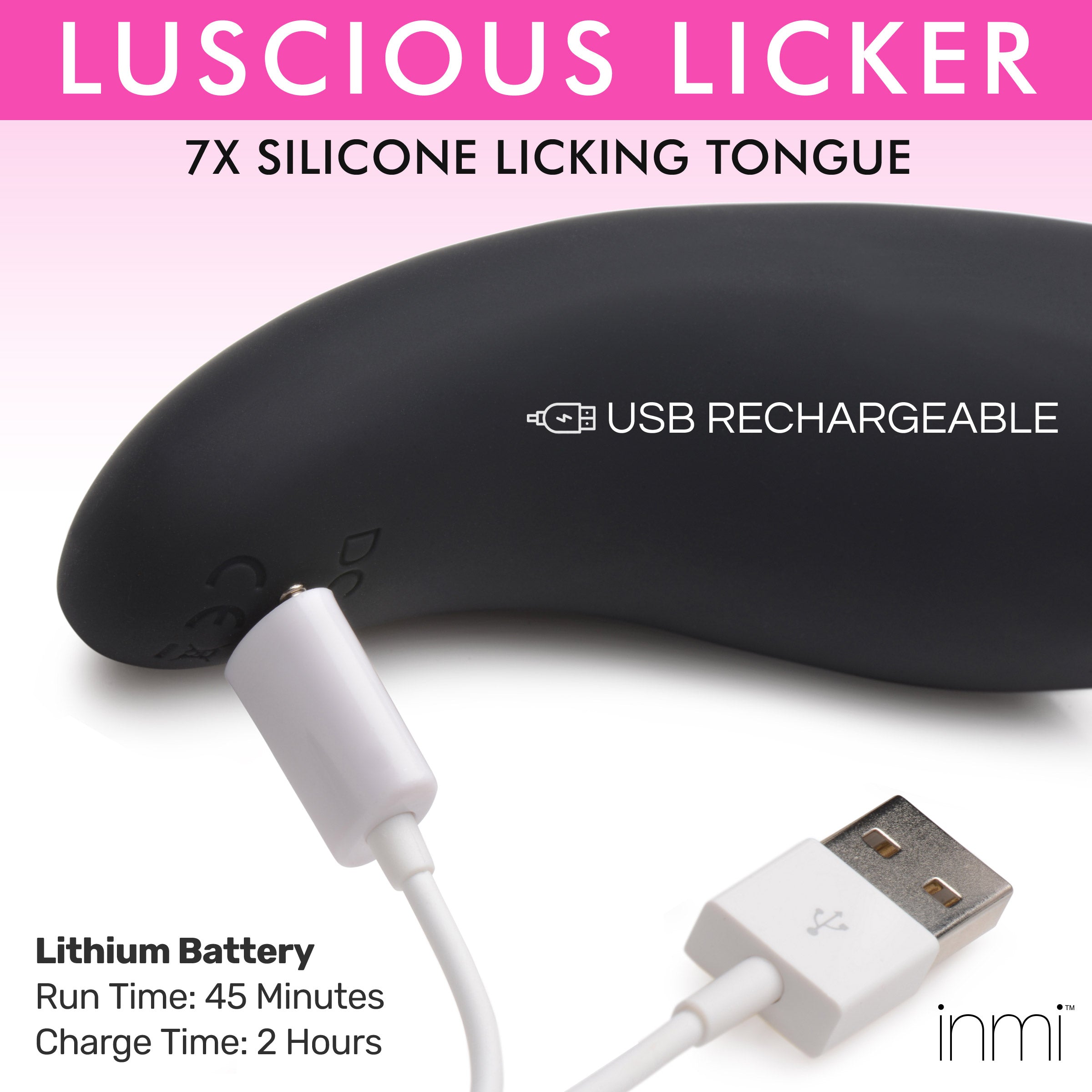 Close-up of the Luscious Licker 7x silicone tongue feature for clitoral stimulation