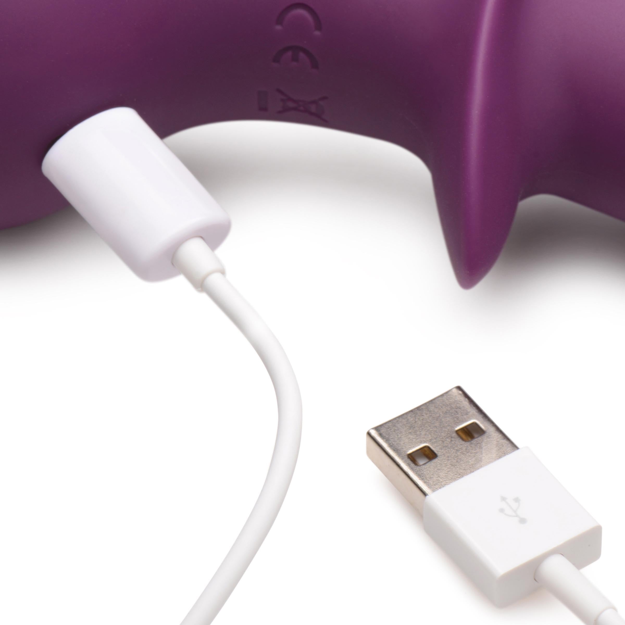 Purple G-spot vibrator with a USB charging cable