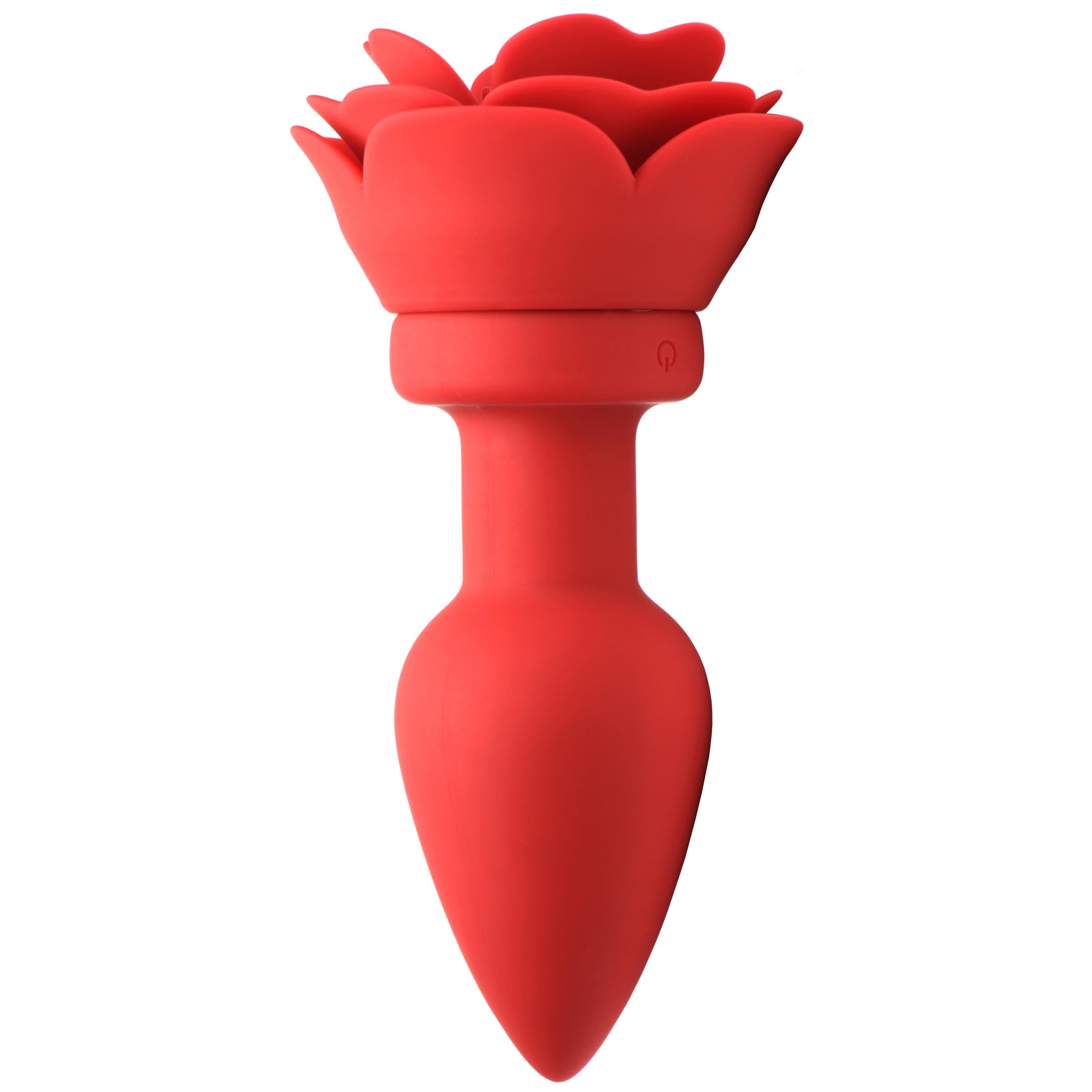 Silicone anal plug shaped like a red rose with vibrating function