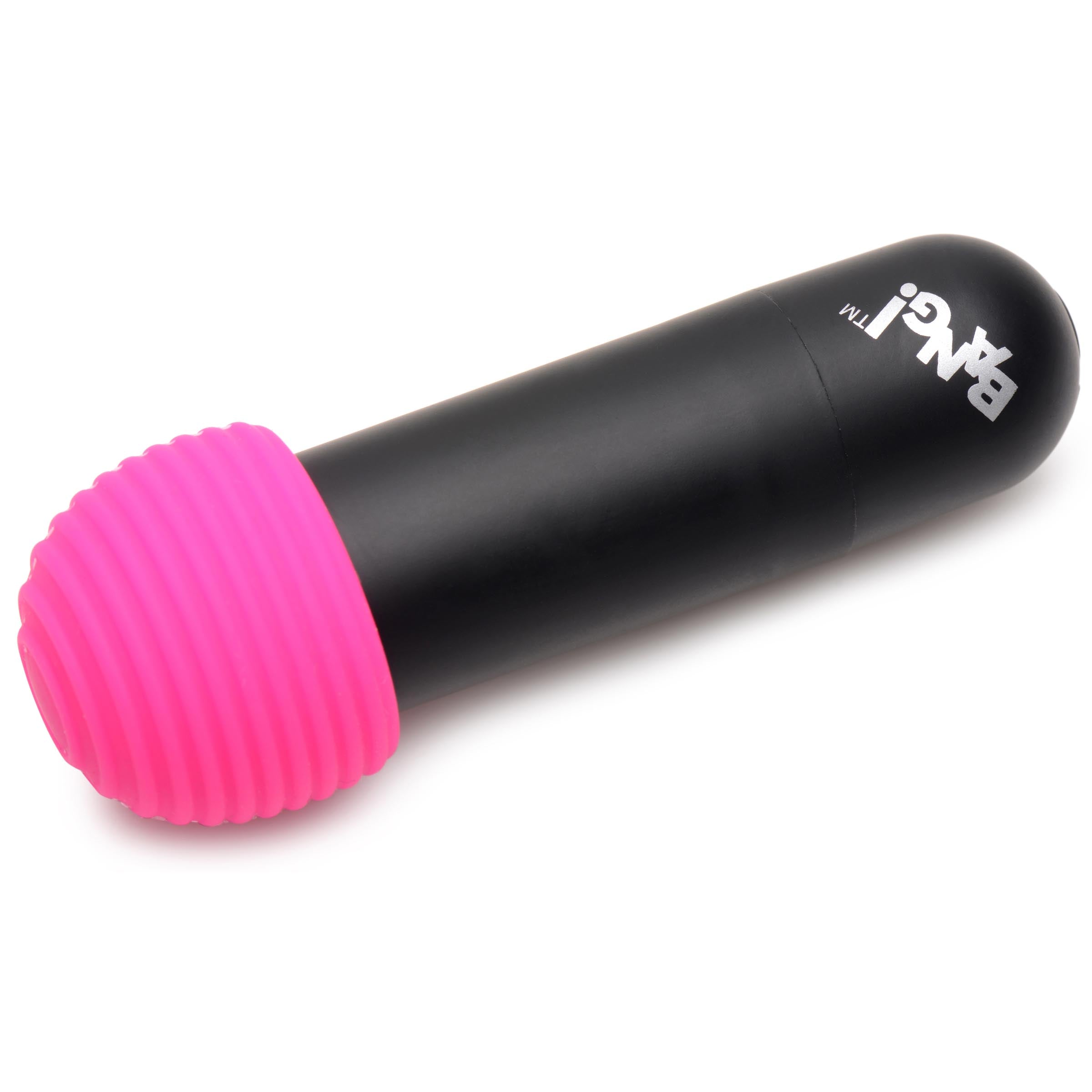 Pink and black 7x Rechargeable Bullet Vibrator with ergonomic handle