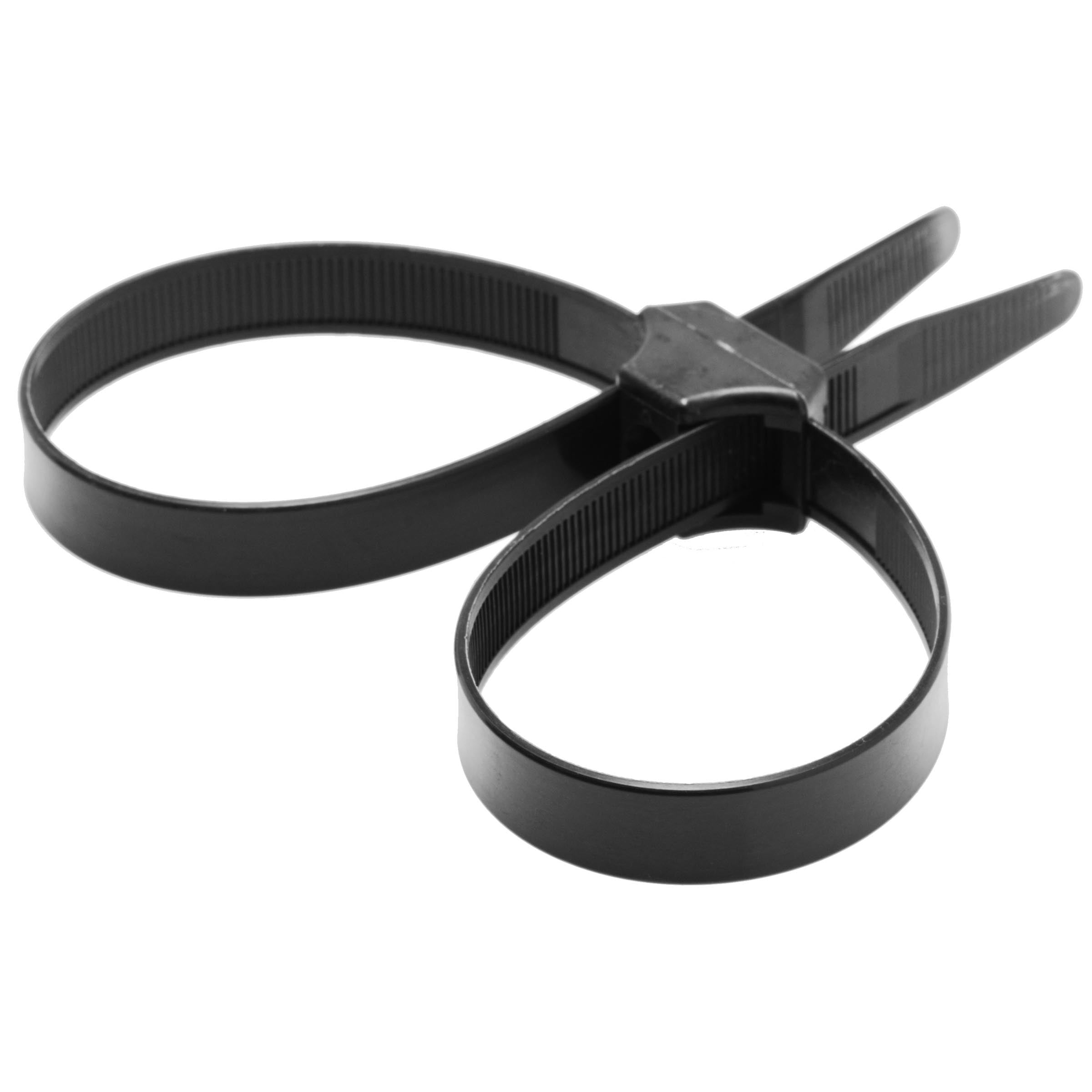 Black zip tie handcuffs from the Misbehaved series isolated on white