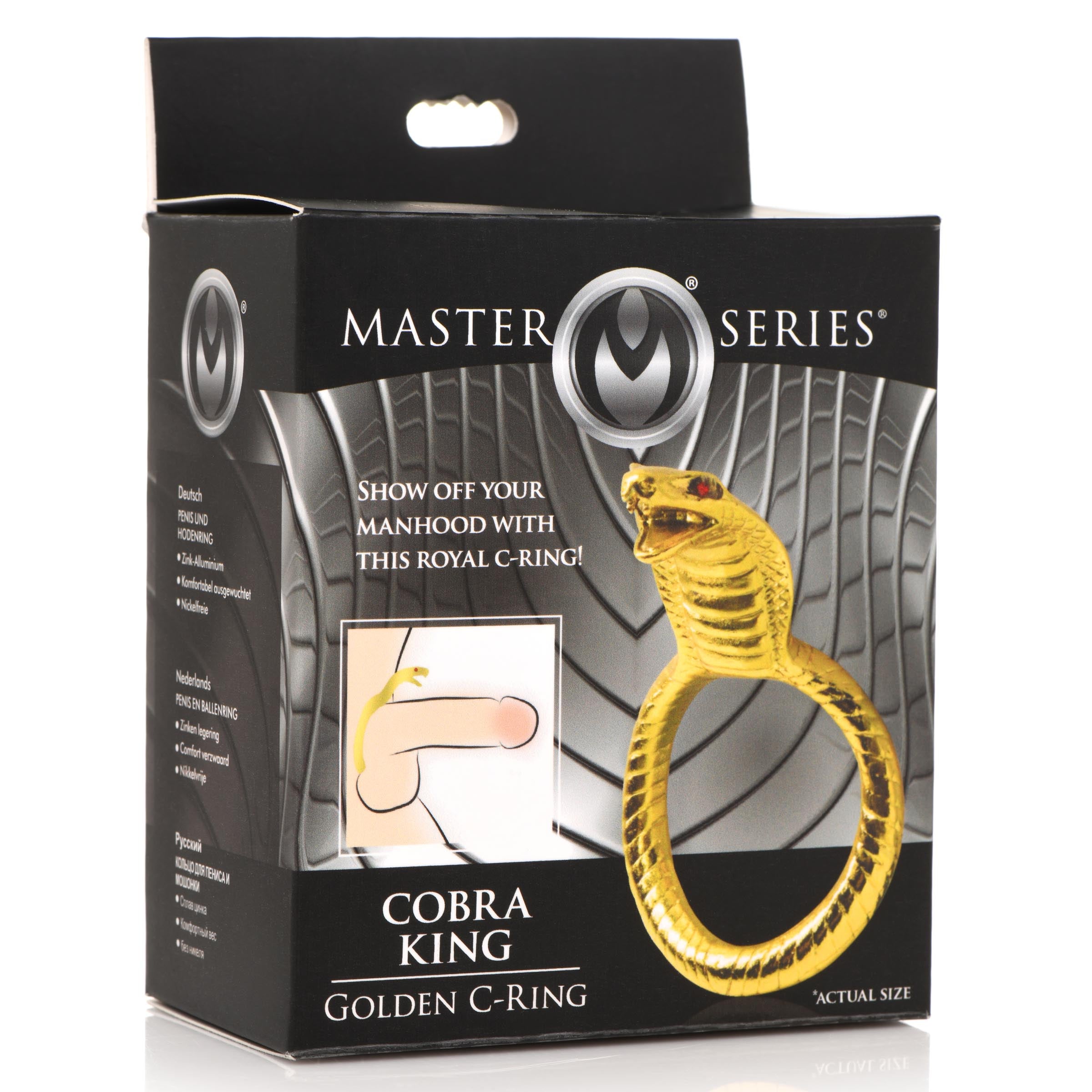 Cobra King Golden Cock Ring product packaging from Master Series