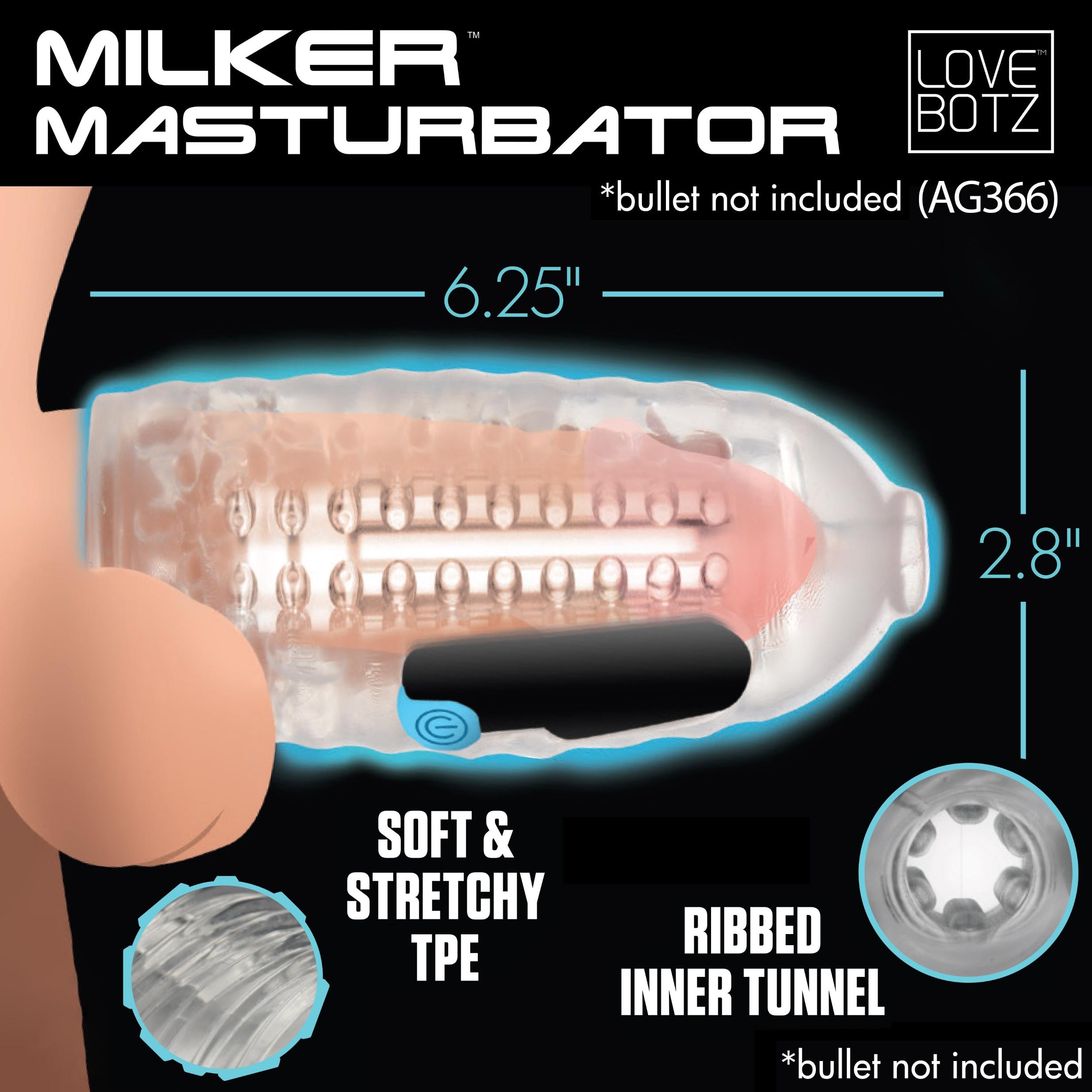 Instruction manual displayed alongside the Milker Masturbator Accessory