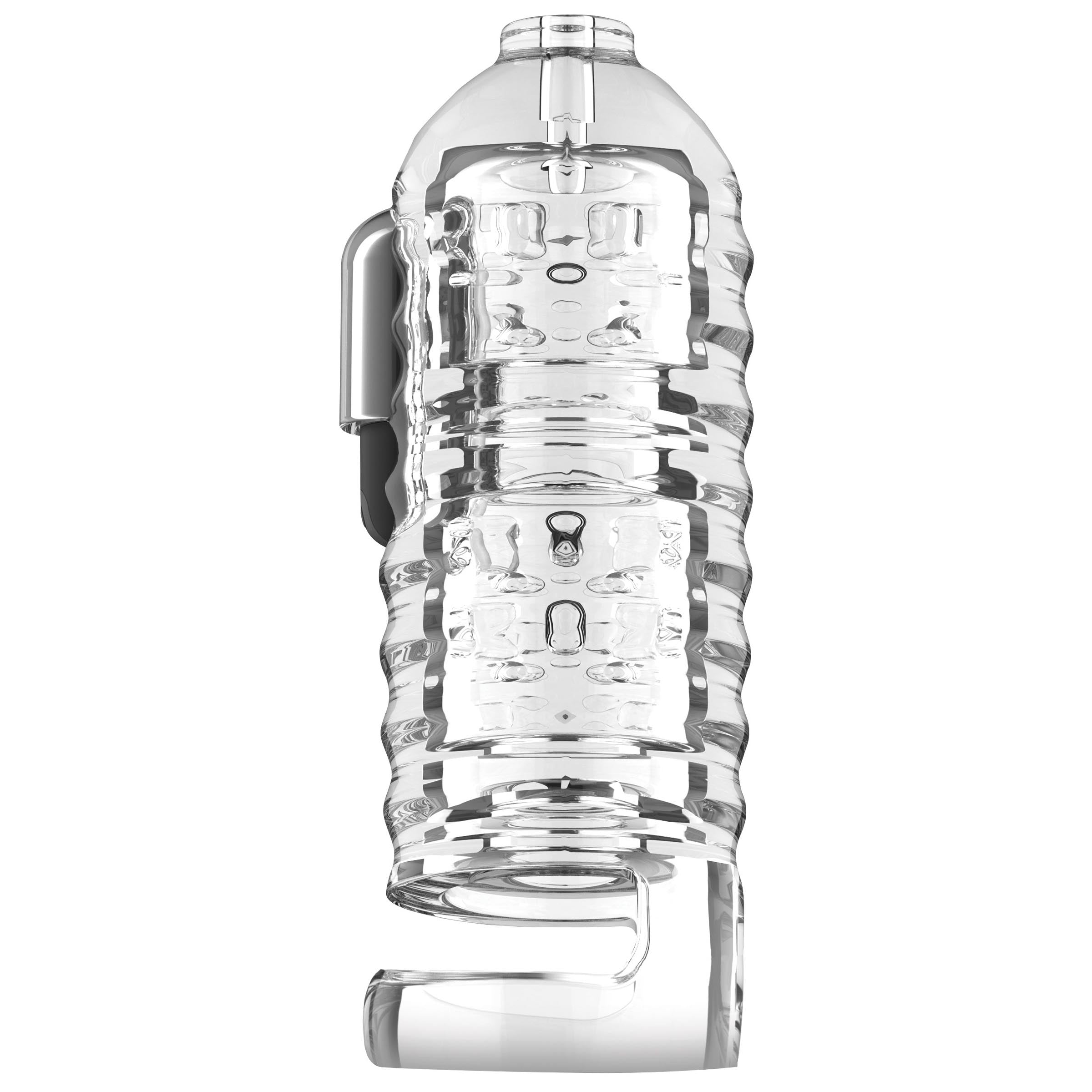 Transparent Milker Masturbator with metallic ball strap