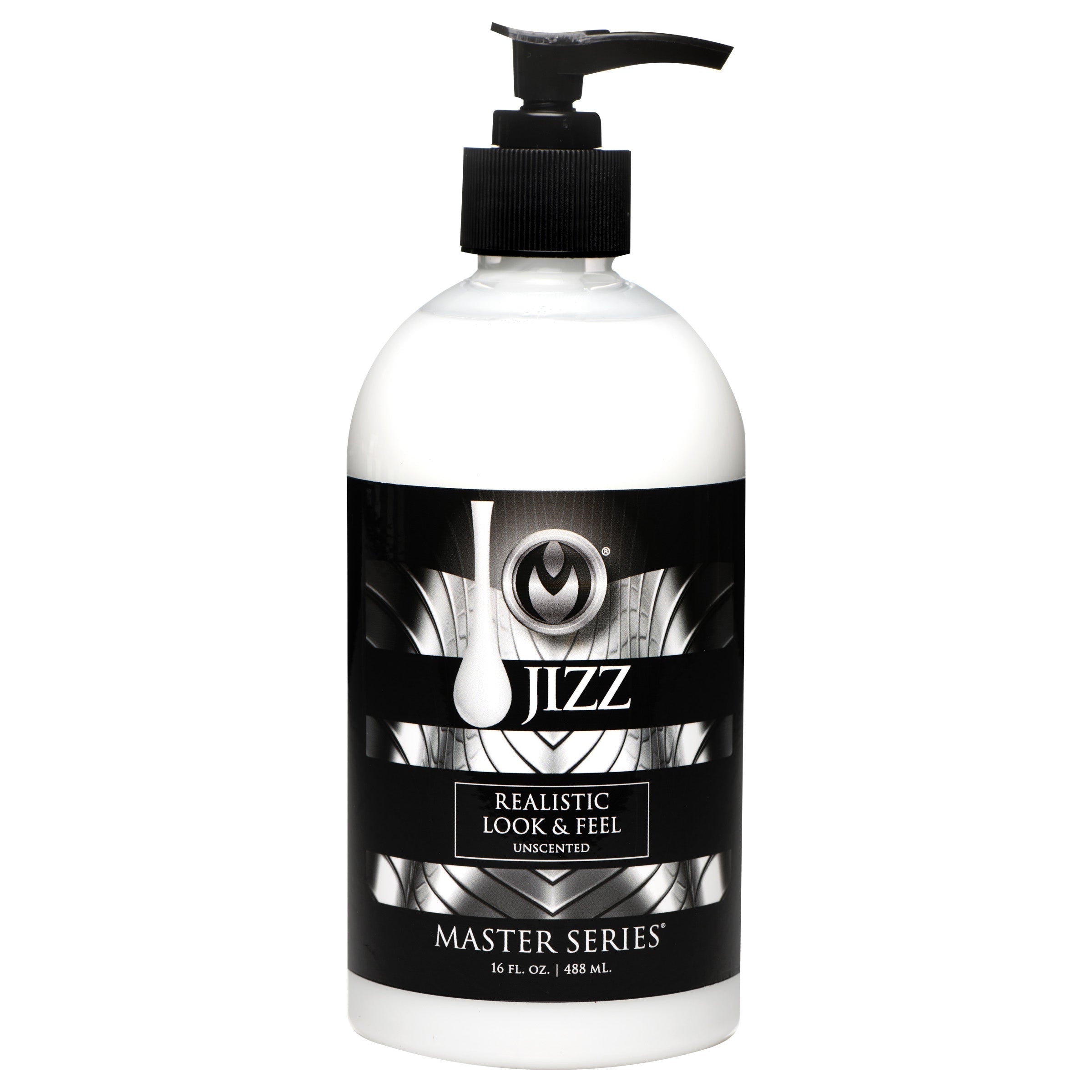 Bottle of Jizz Unscented Water-based Lube on white background