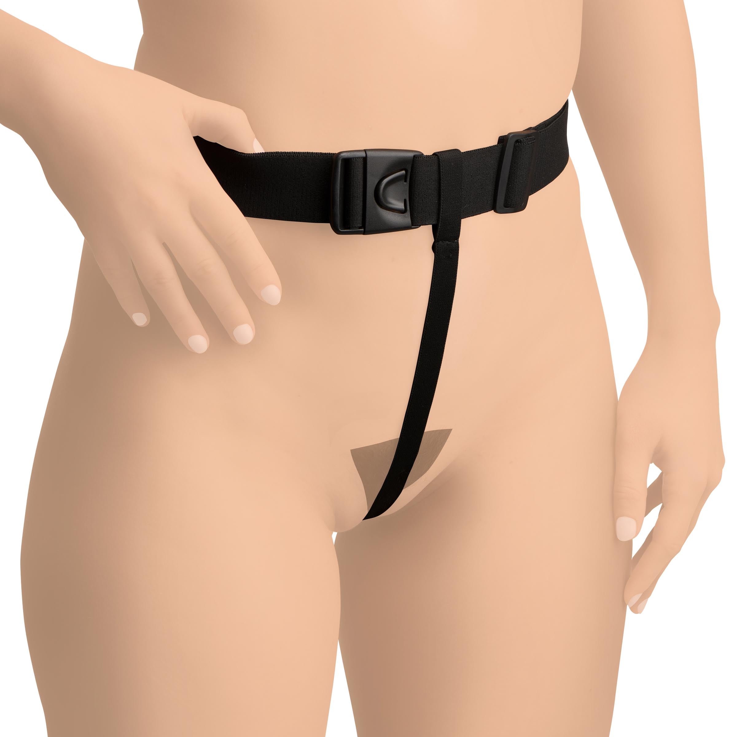 Silicone 3-piece anal plug set with harness displayed on a mannequin