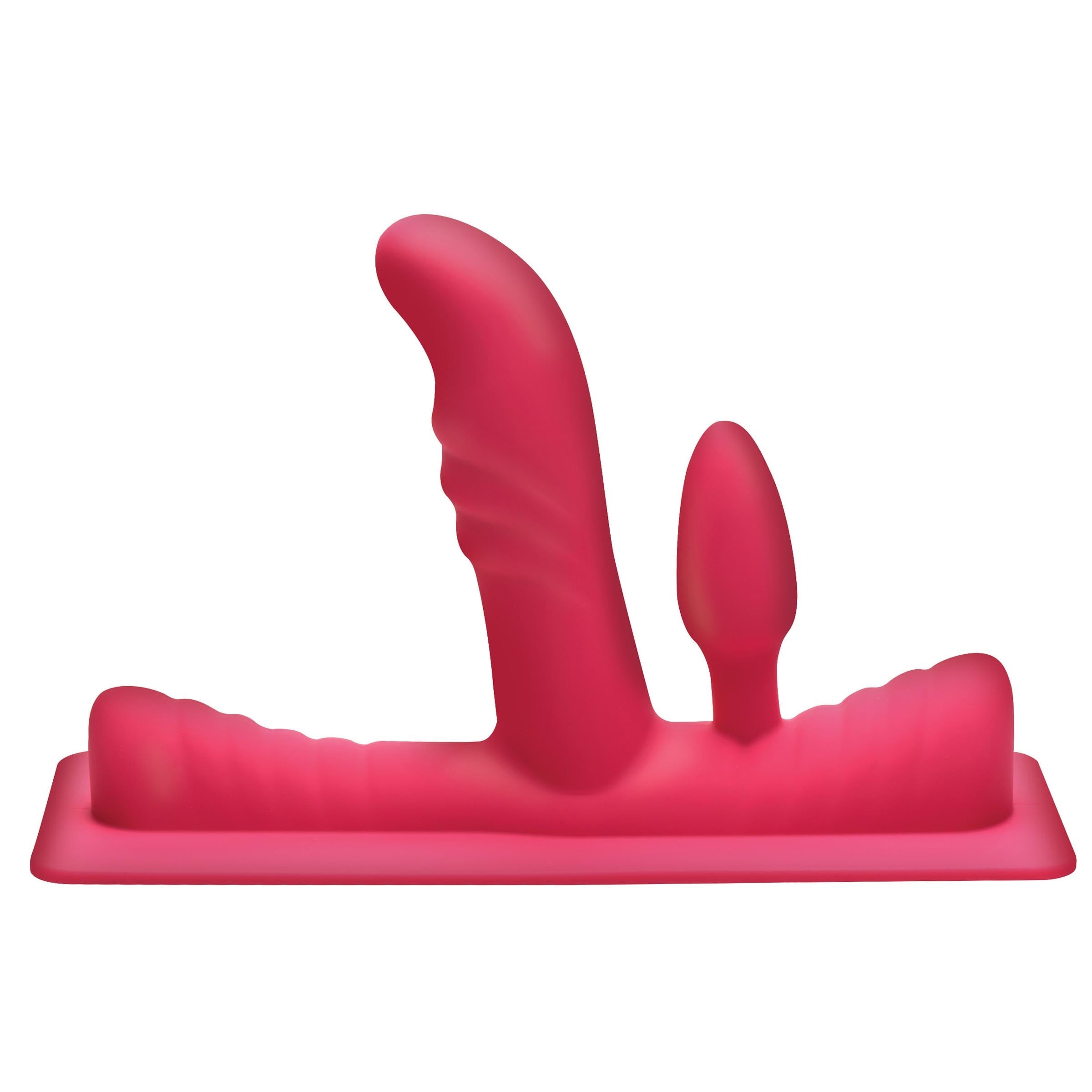 Detail of the Saddle Pro Sex Machine's pink phallic attachment