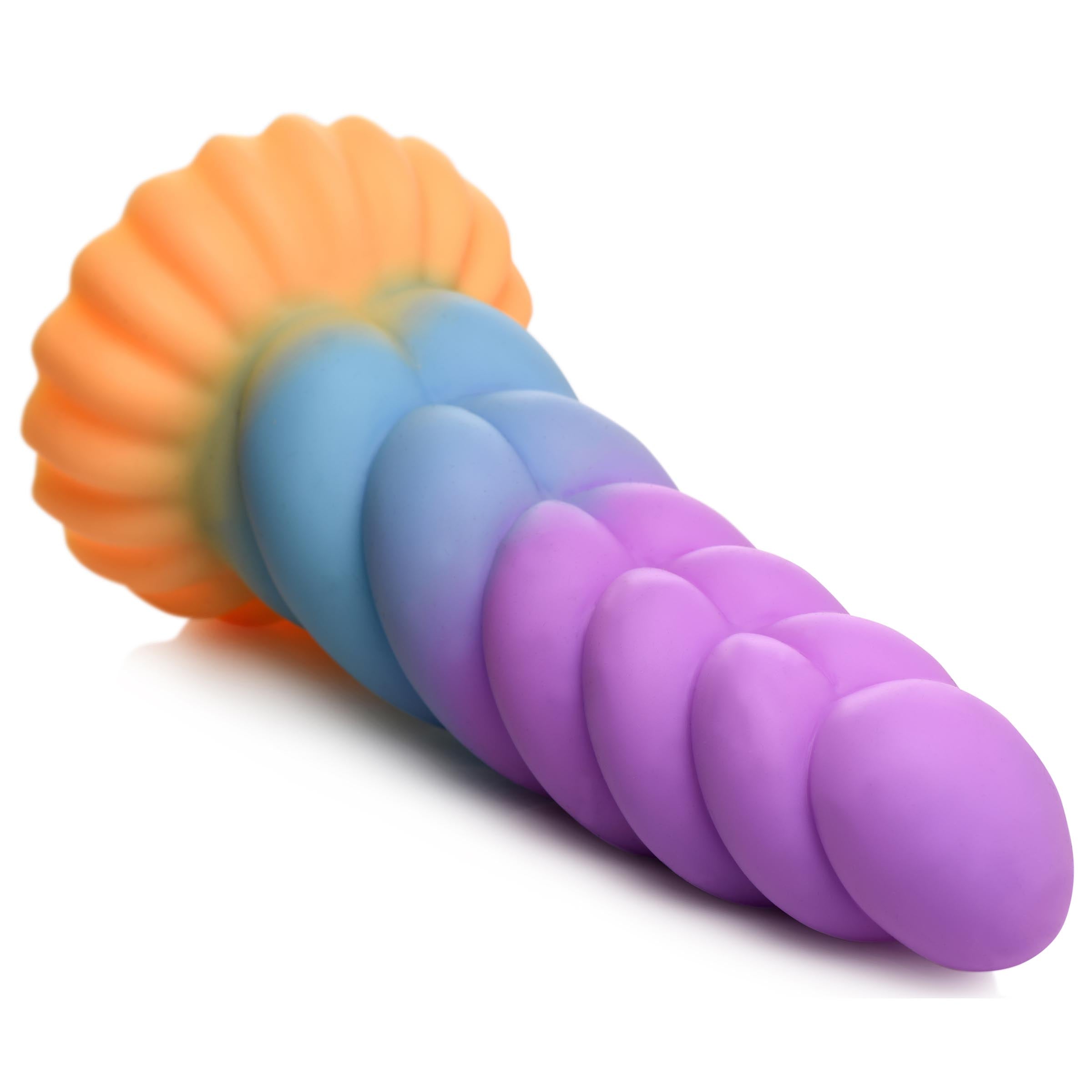 Multicolored silicone dildo in the shape of a unicorn