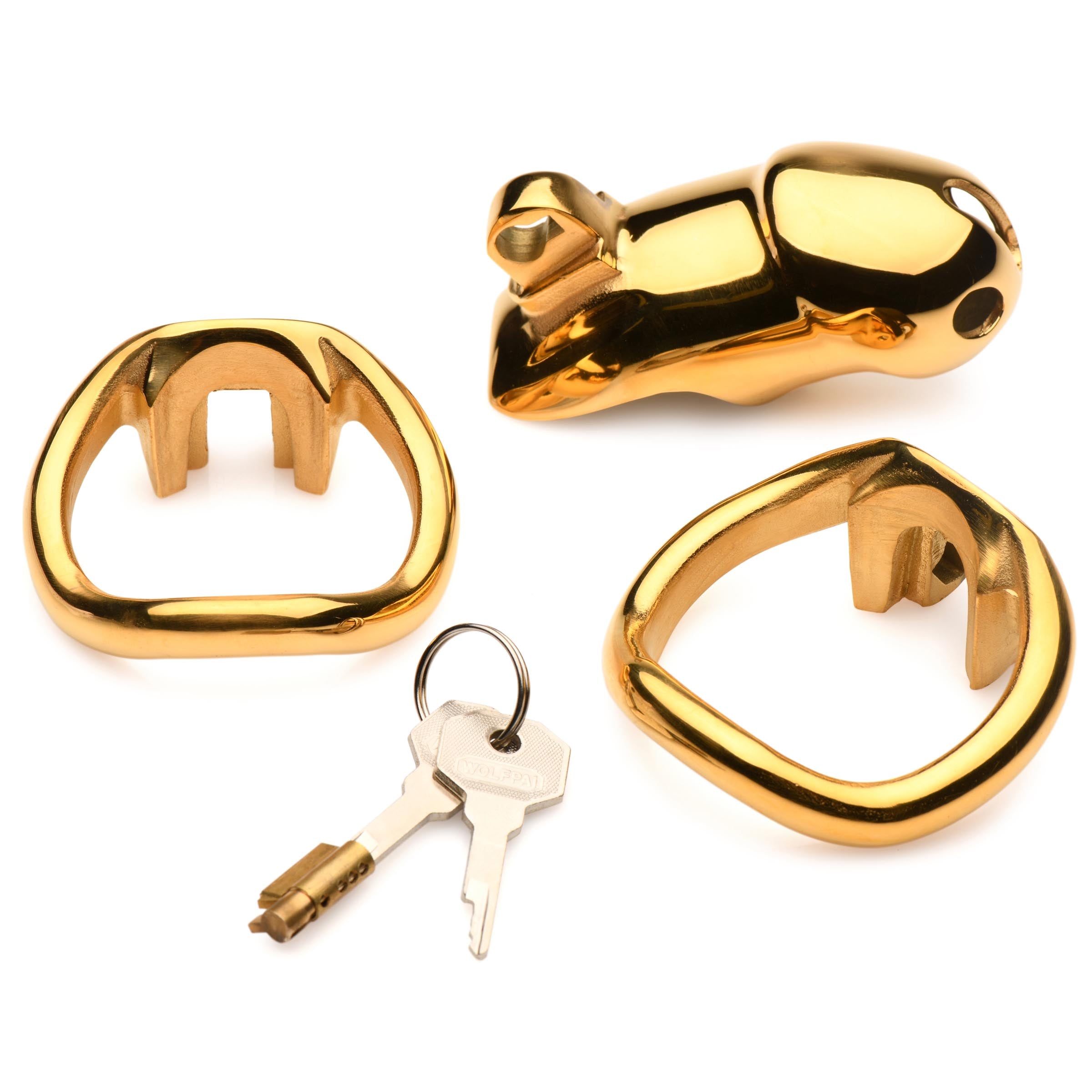 Gold-plated locking mechanism with key for Midas Chastity Cage