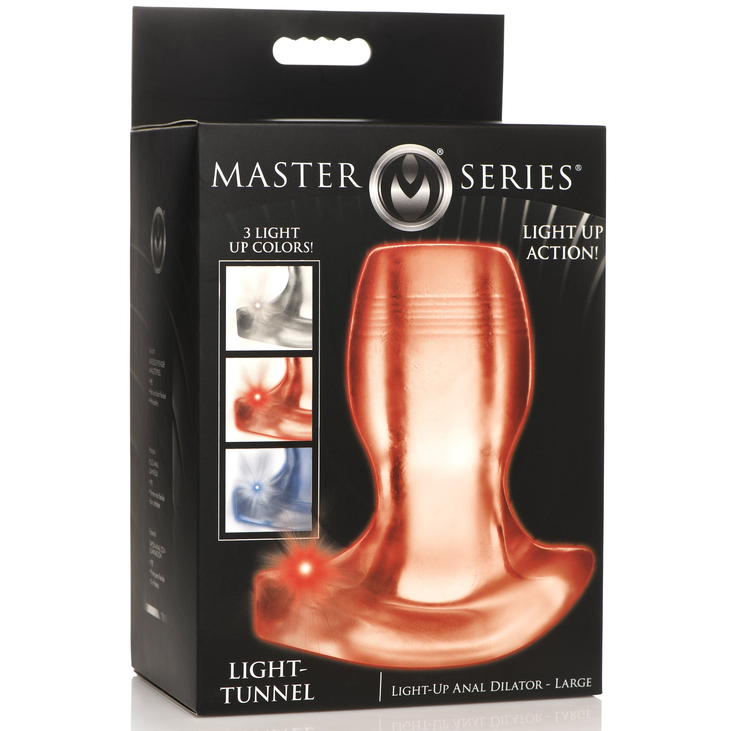 Master Series light tunnel anal dilator in orange color variant