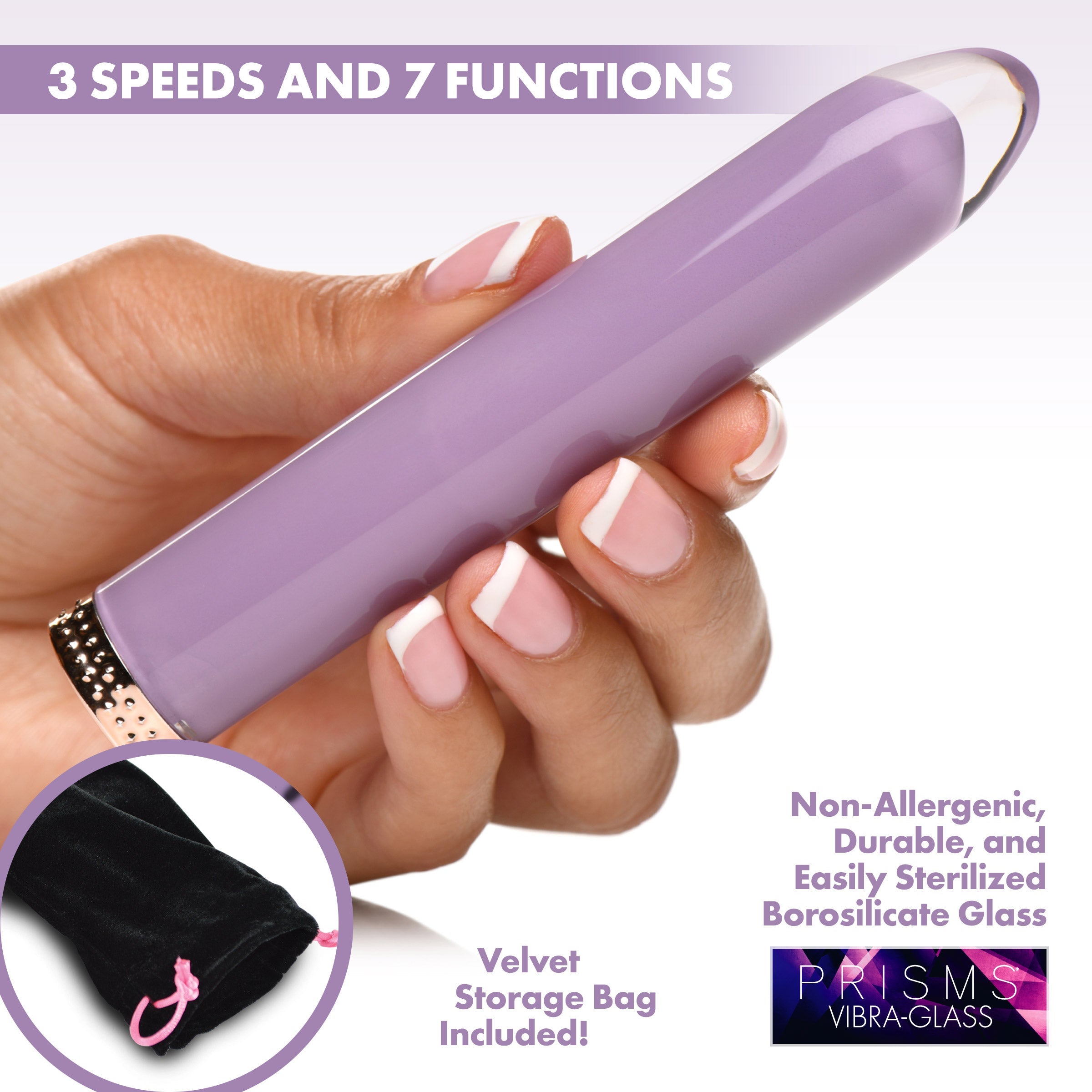 Hand demonstrating the grip and size of the lilac mini vibrator