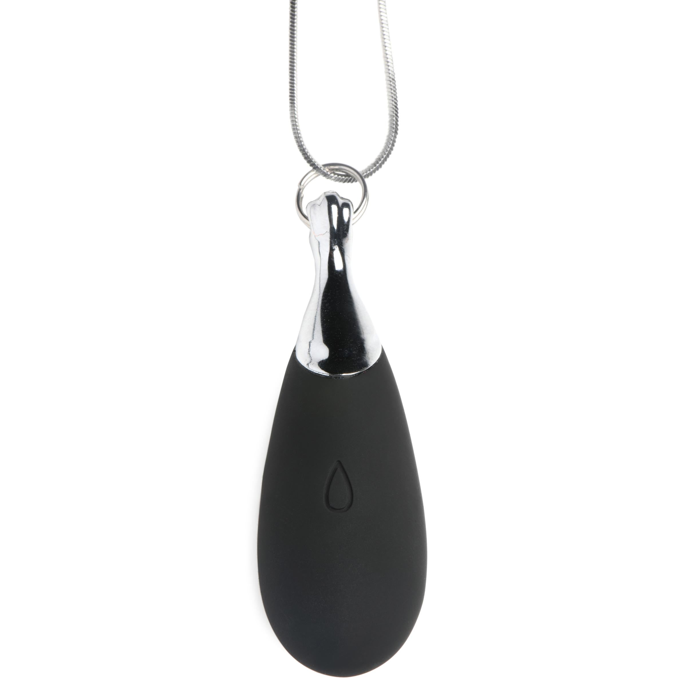 10x Silicone Teardrop Necklace with black and silver pendant