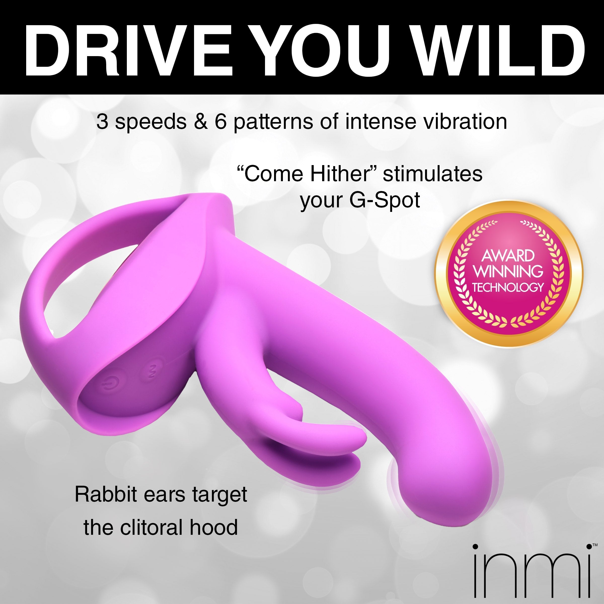 Purple 'Come-hither Rocker' silicone vibrator on display