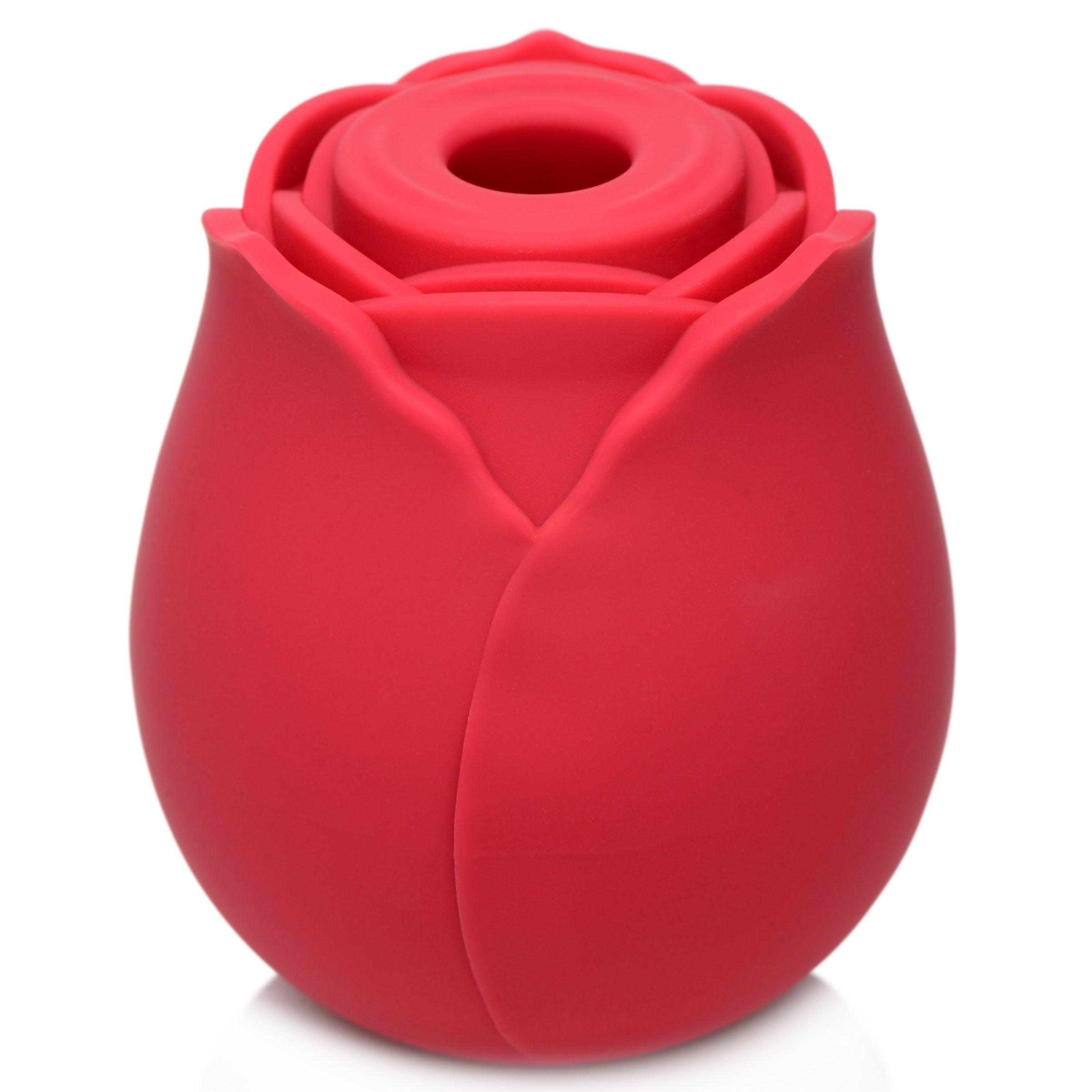 Red rose-inspired suction toy with textured detail