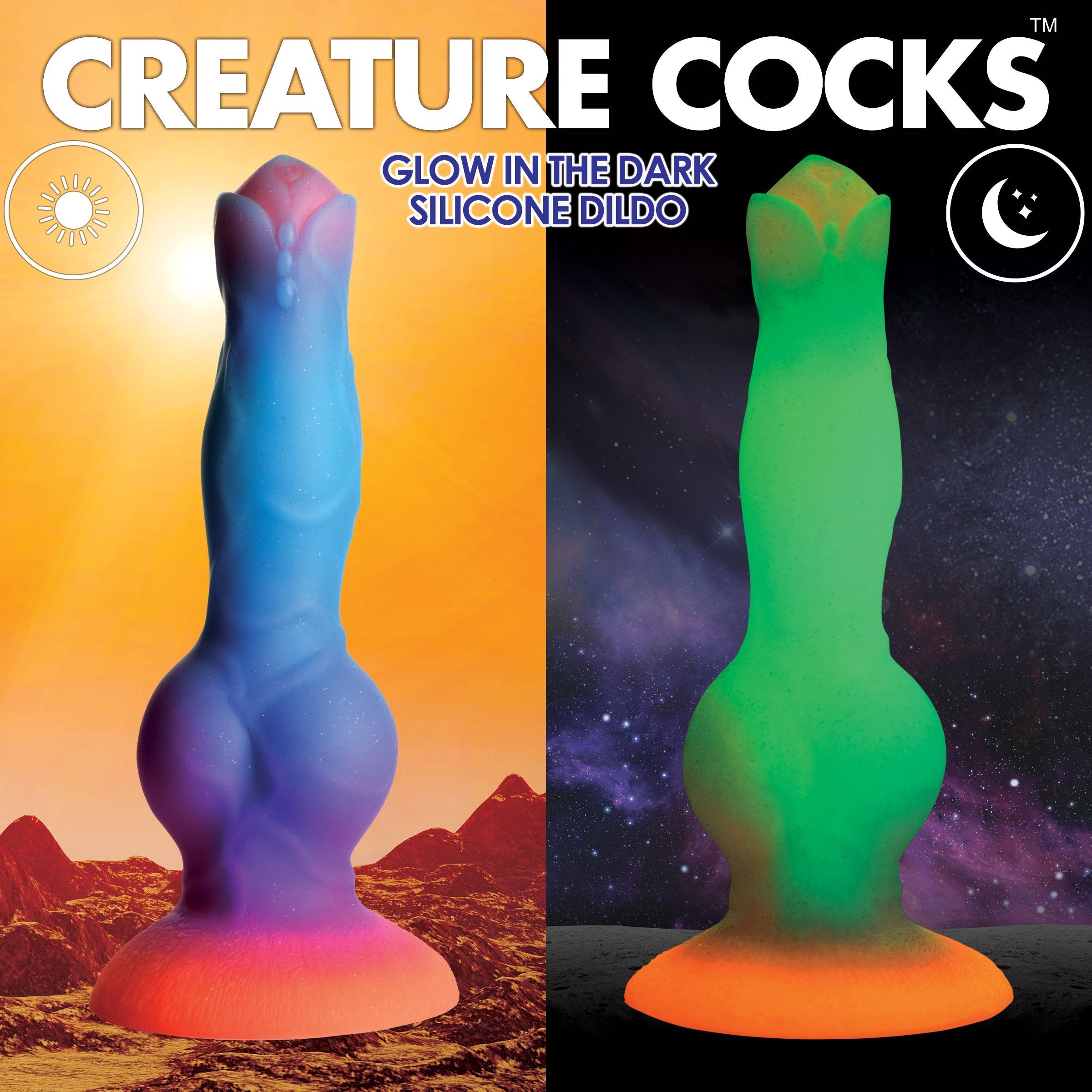 Assortment of Space Cock alien dildos in various colors