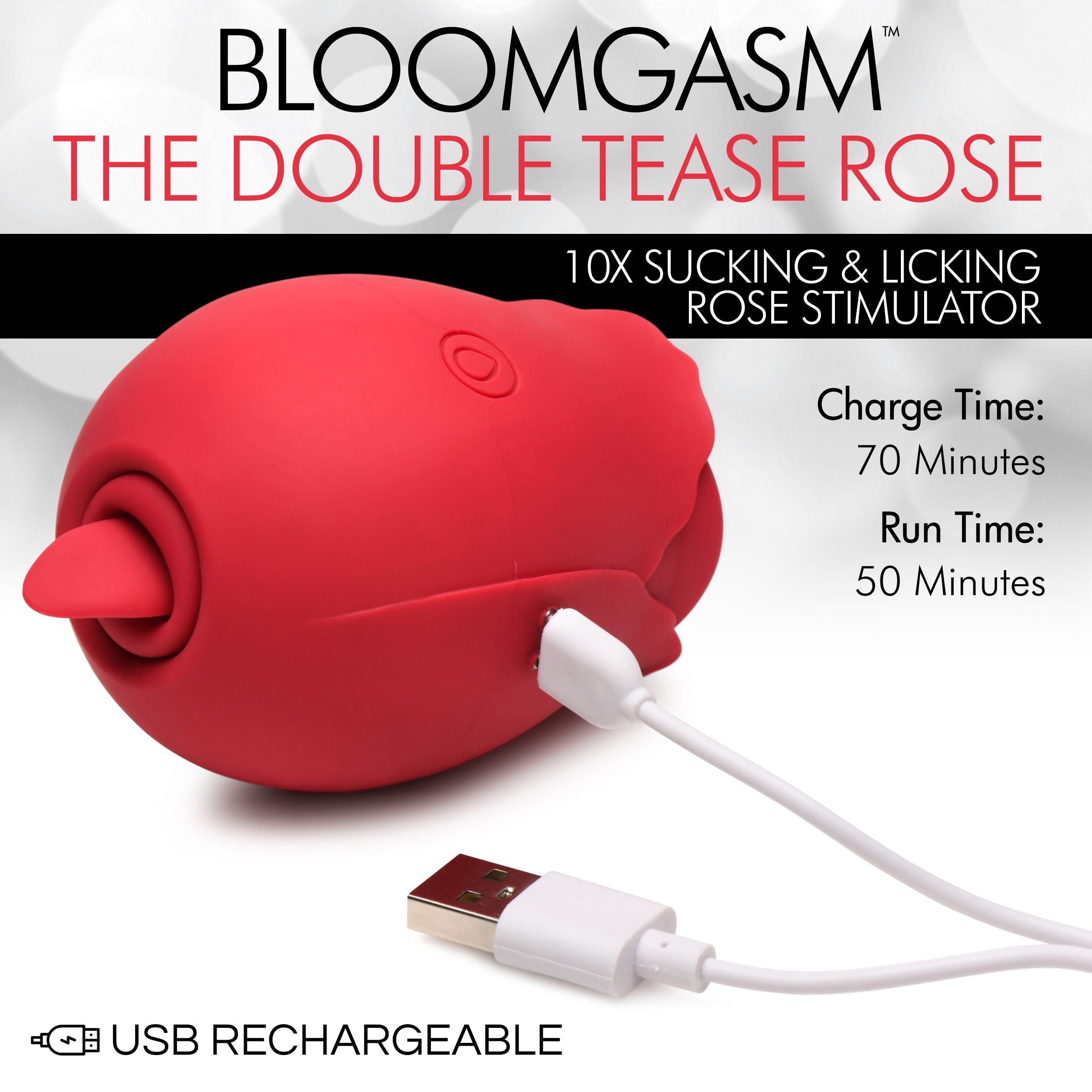 Packaging of The Double Tease Rose 10x intimate toy