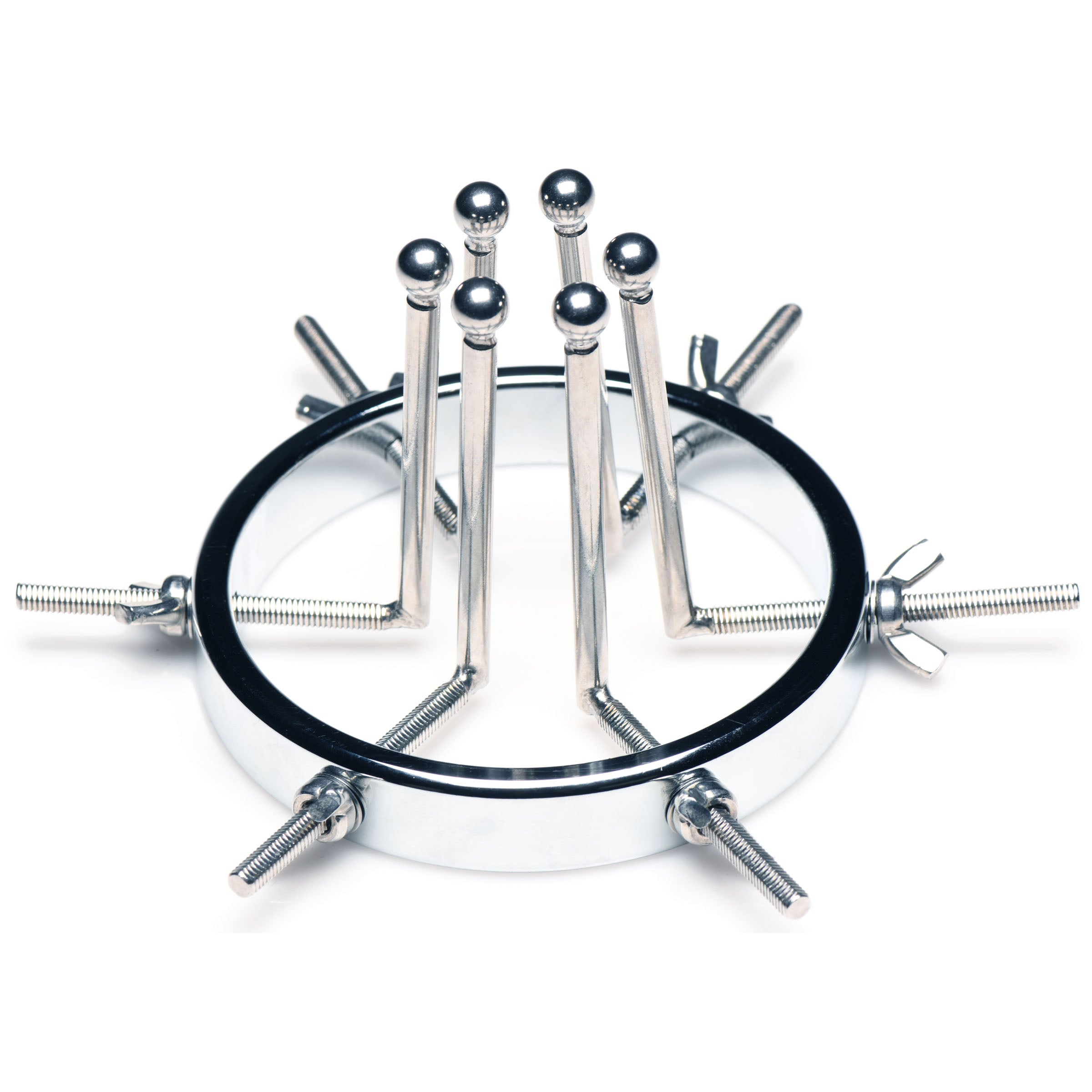 Stainless steel anal explorer with a quartet of spherical beads